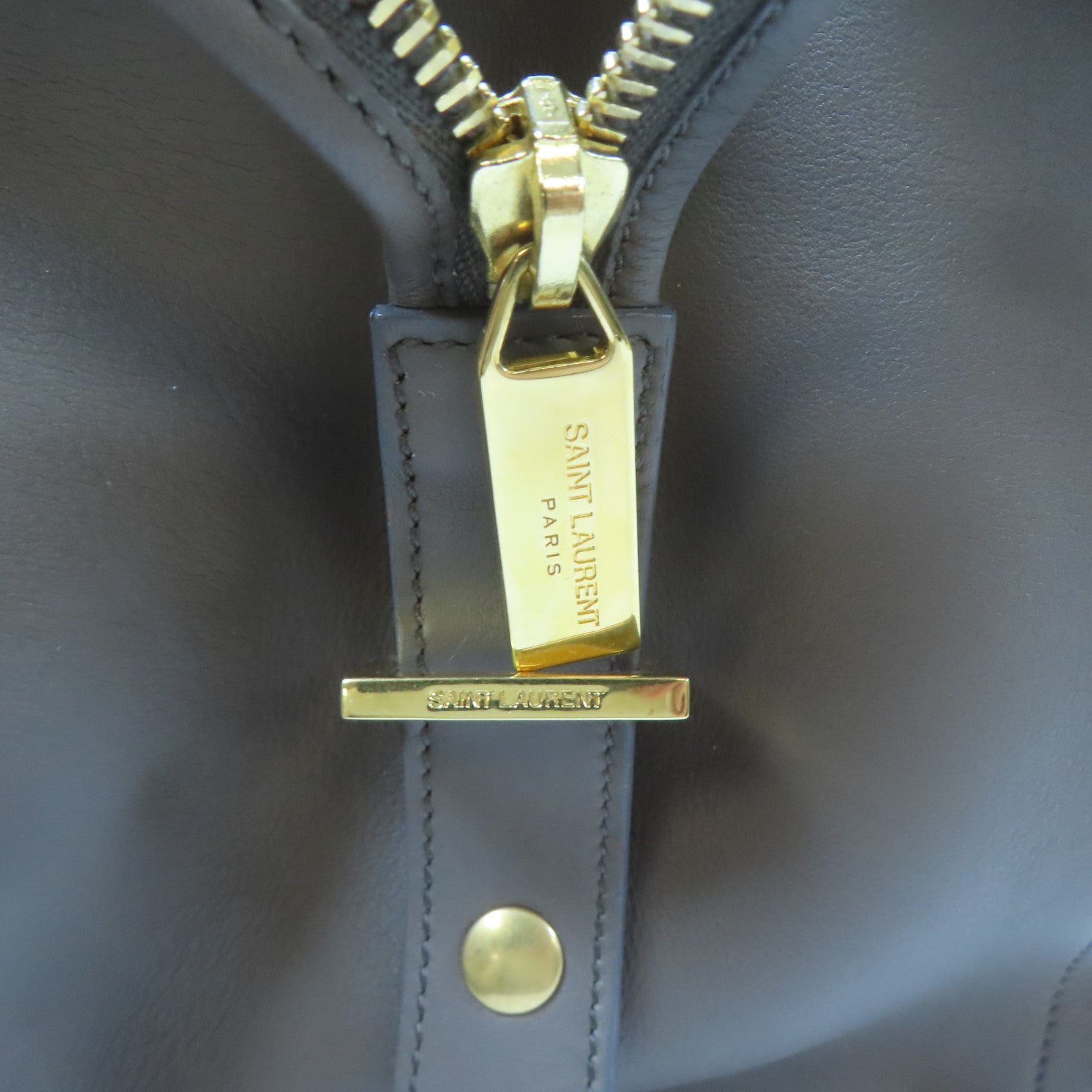 SAINT LAURENT 牛皮皮革Cabas Y 2 Way Shoulder Bag金扣手挽肩背兩用袋灰色