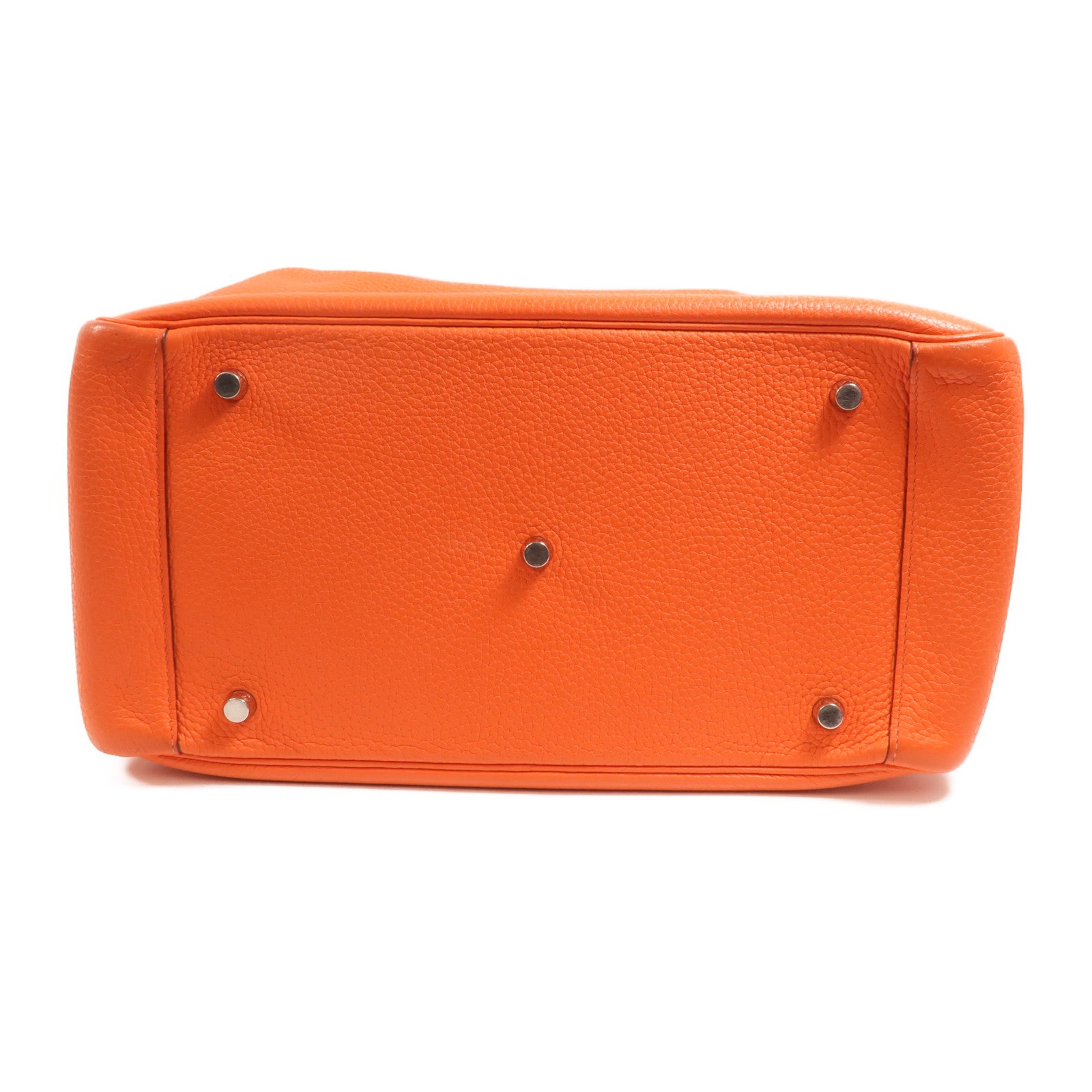 HERMES Clemence皮革Lindy 34銀扣手挽肩背兩用袋Orange Poppy