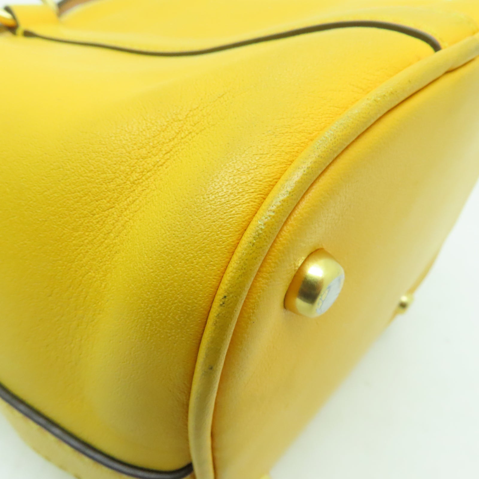 Tory Burch 【激減優惠】牛皮皮革Bucket Bag金扣手挽肩背兩用袋黃色
