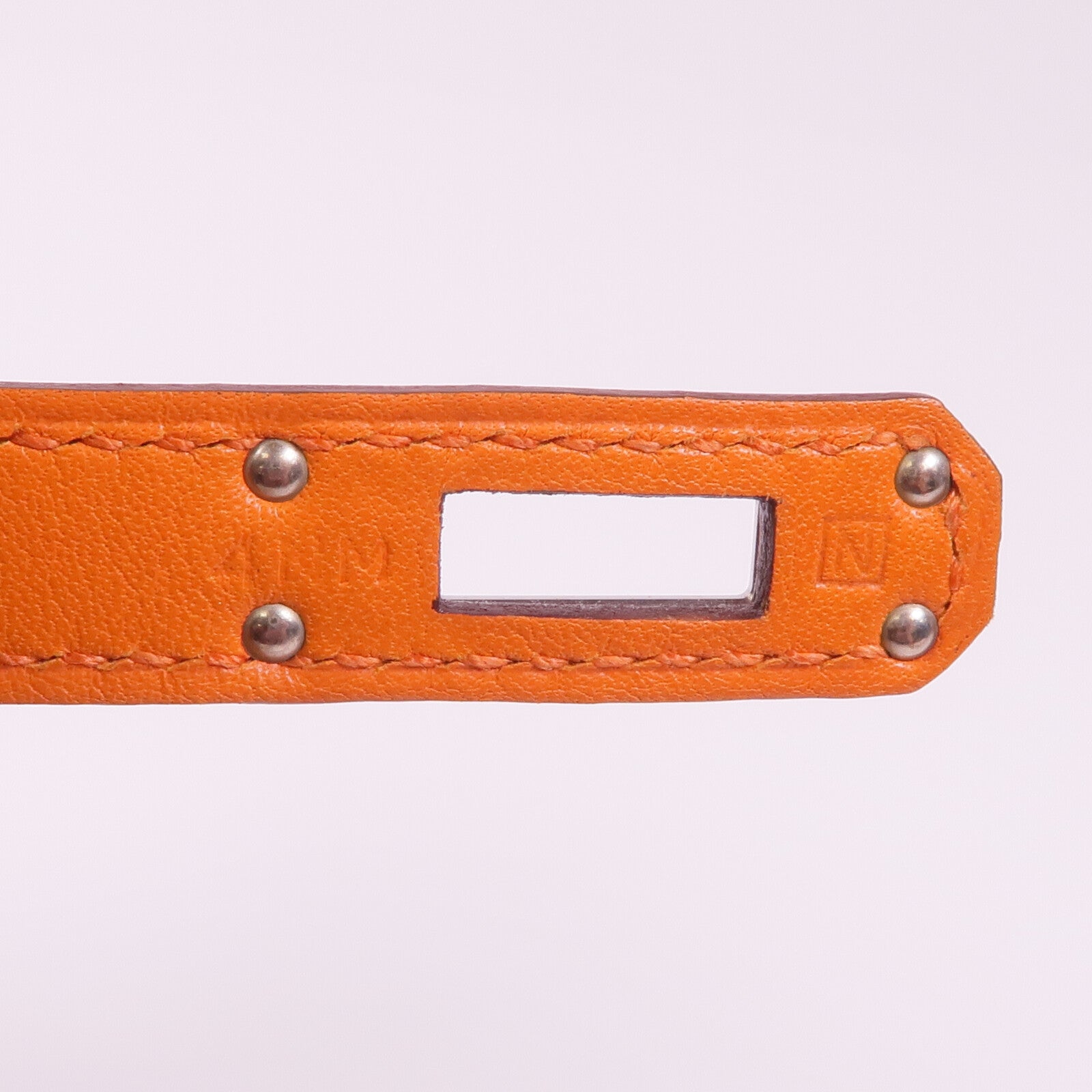 HERMES Swift皮革Kelly Pochette銀扣手挽袋Orange