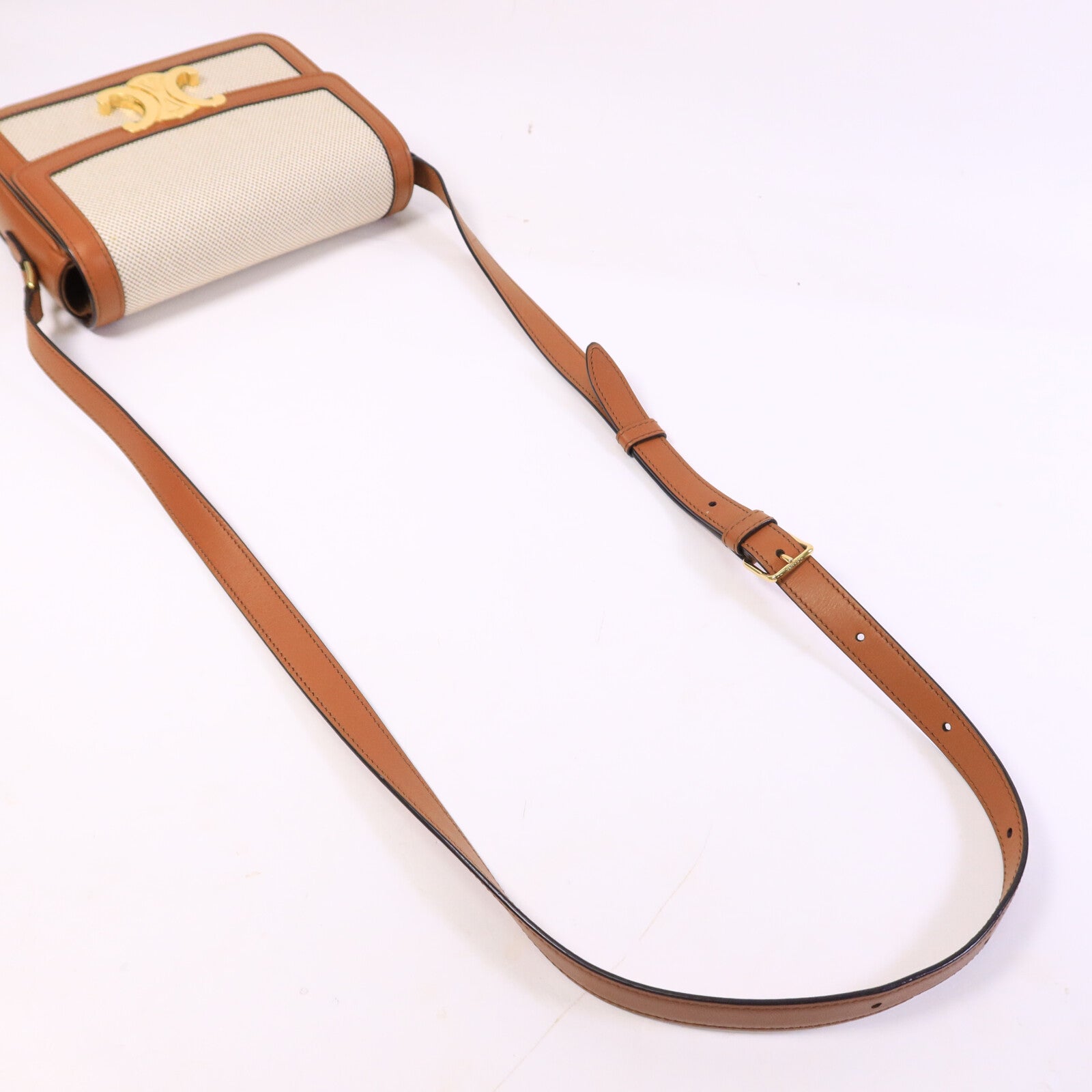 CELINE 帆布Teen Triomphe Bag肩背袋