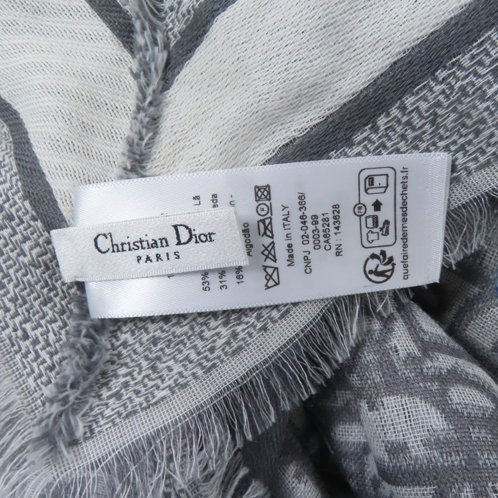 Dior 絲質Trotter Pattern Scarf 140x140圍巾灰色