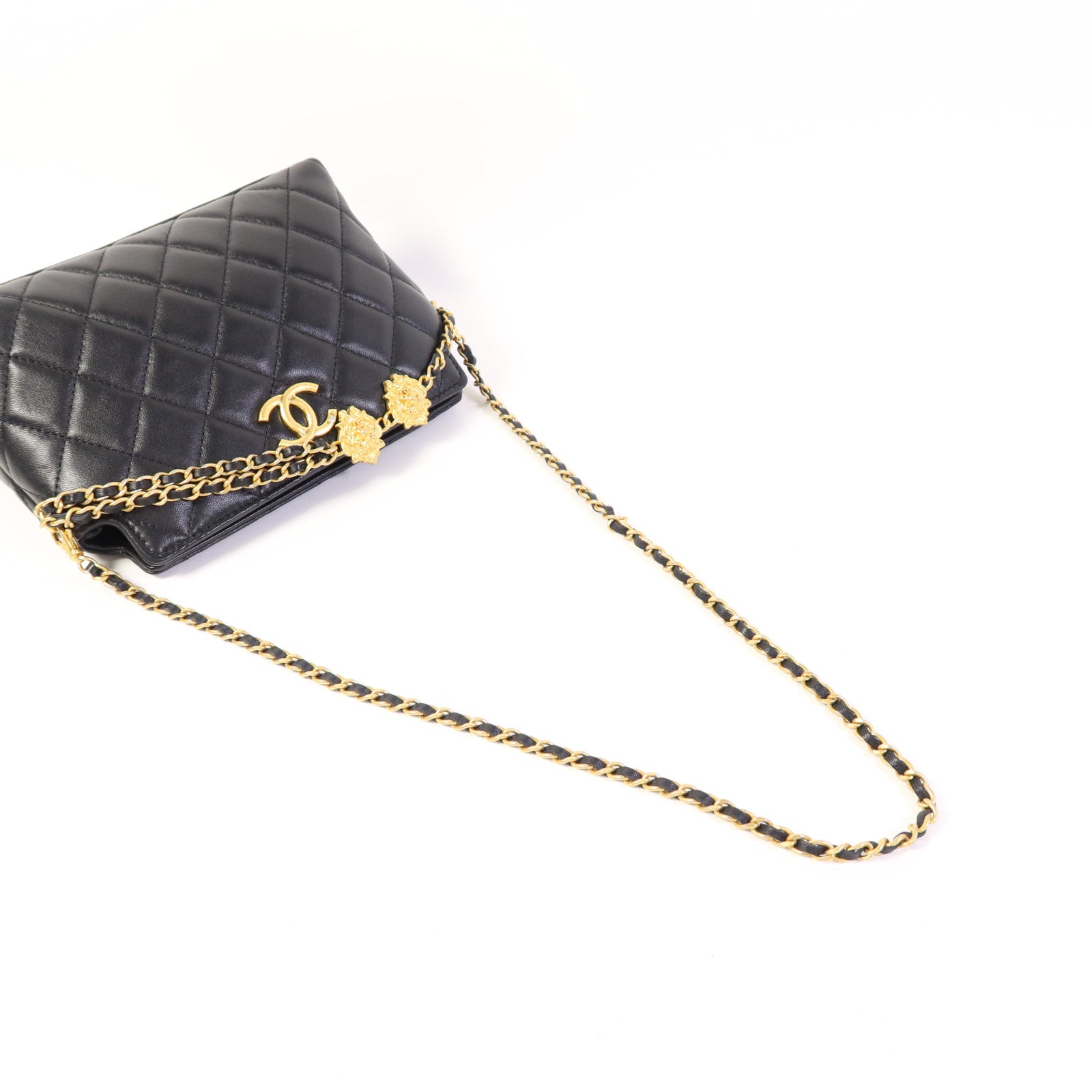 CHANEL 羊皮皮革Handbag金扣手挽袋