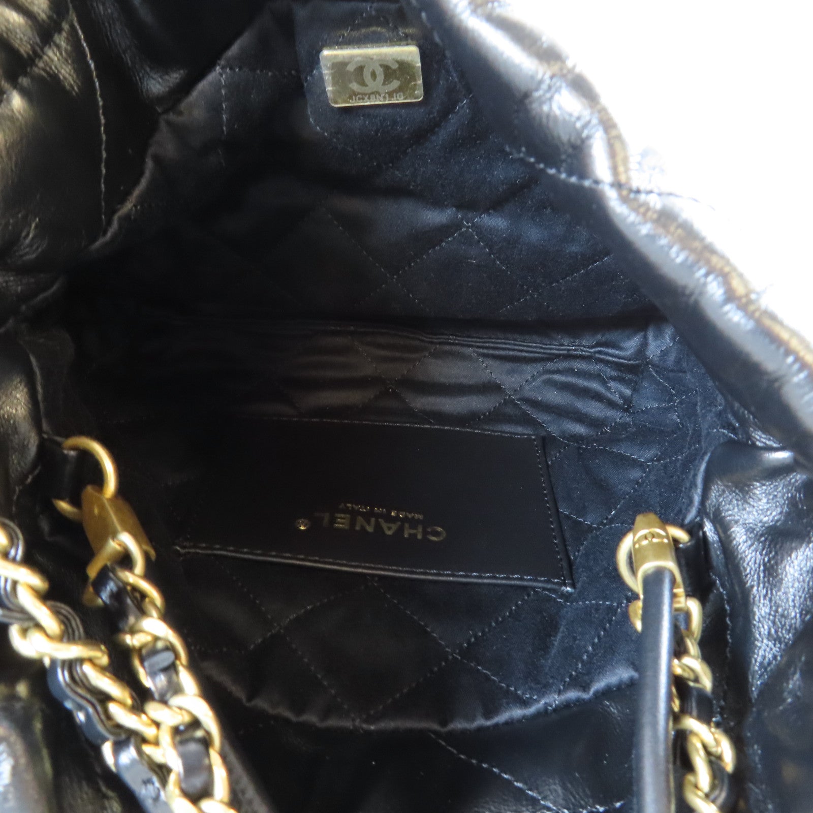 CHANEL 【激減優惠】菱格牛皮皮革Mini 22金扣手挽肩背兩用袋黑色