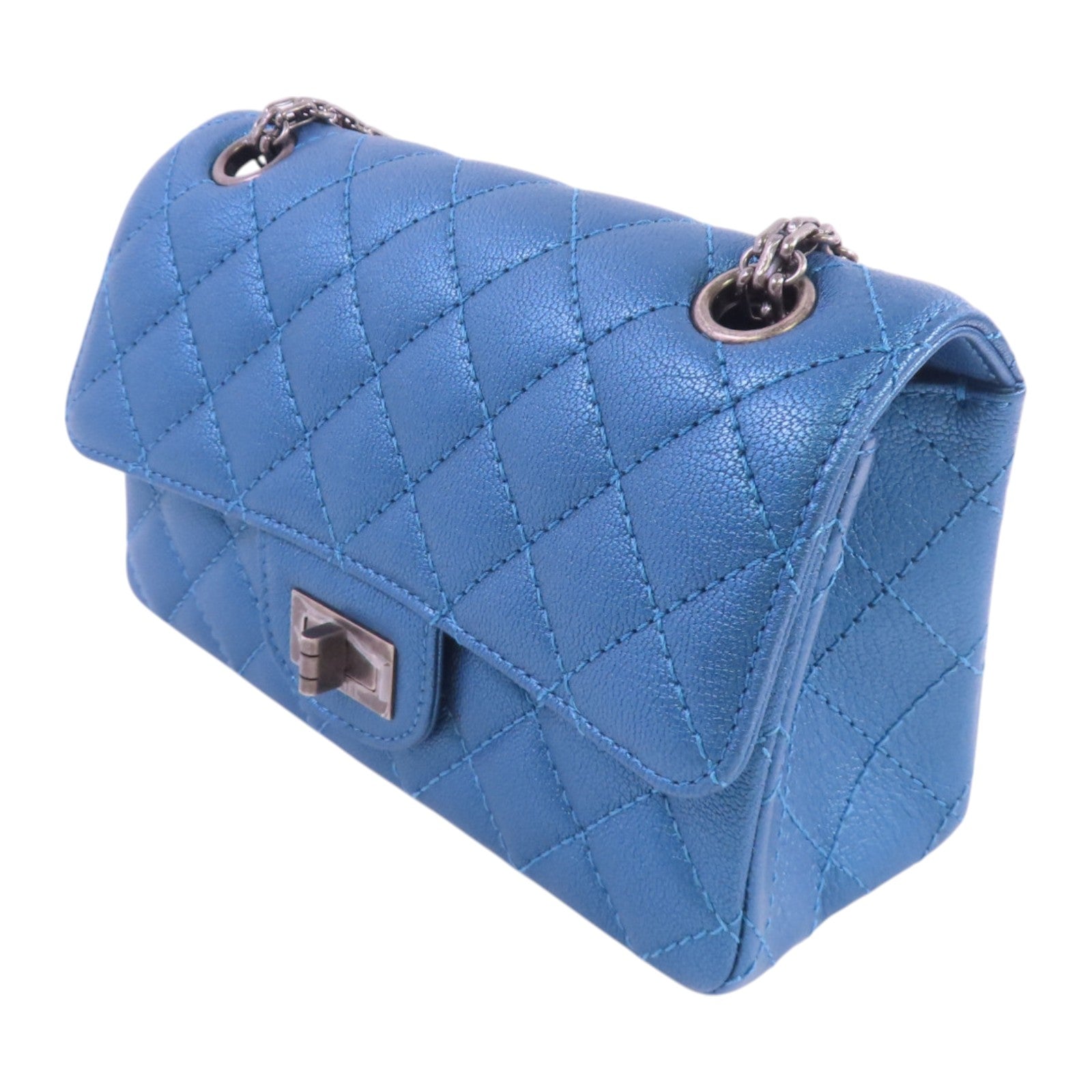 CHANEL 牛皮皮革Mini 2.55 Chain Shoulder銀扣鏈帶肩背袋