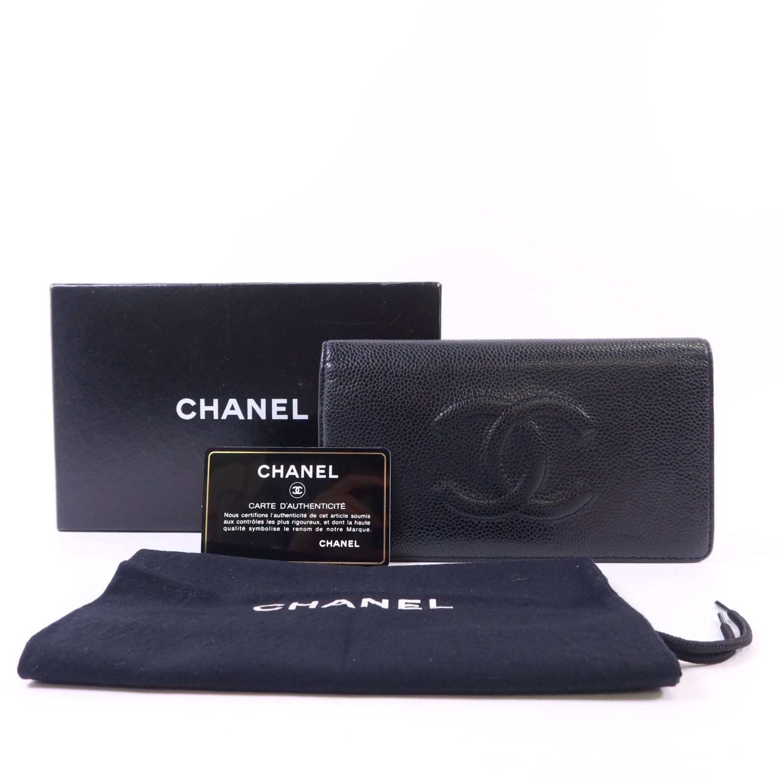 CHANEL 【激減優惠】牛皮皮革Long Bifold Wallet銀扣長錢包