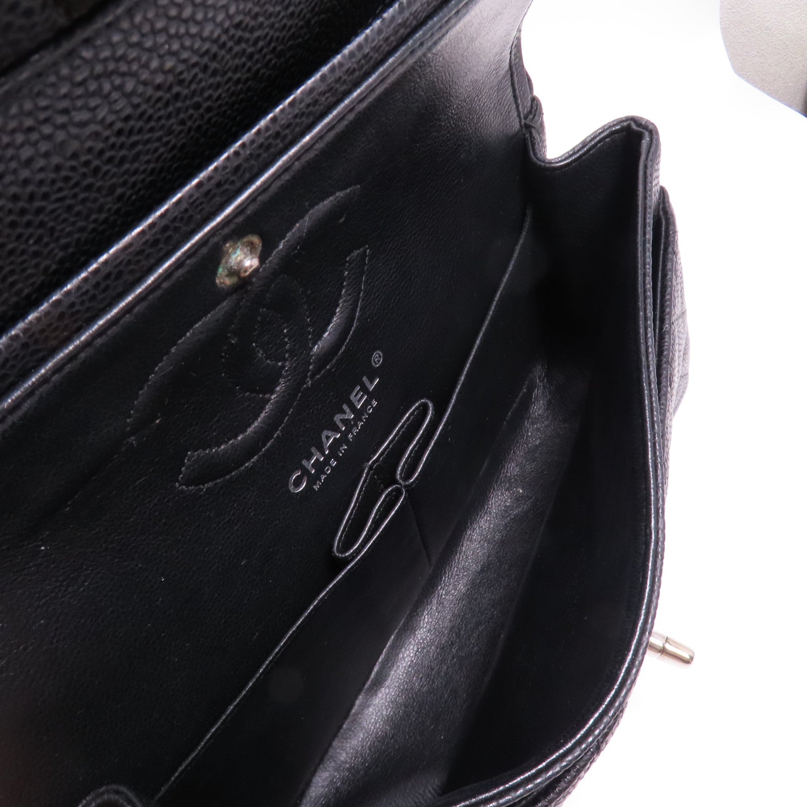 CHANEL 牛皮皮革Classic 23銀扣鏈帶肩背袋