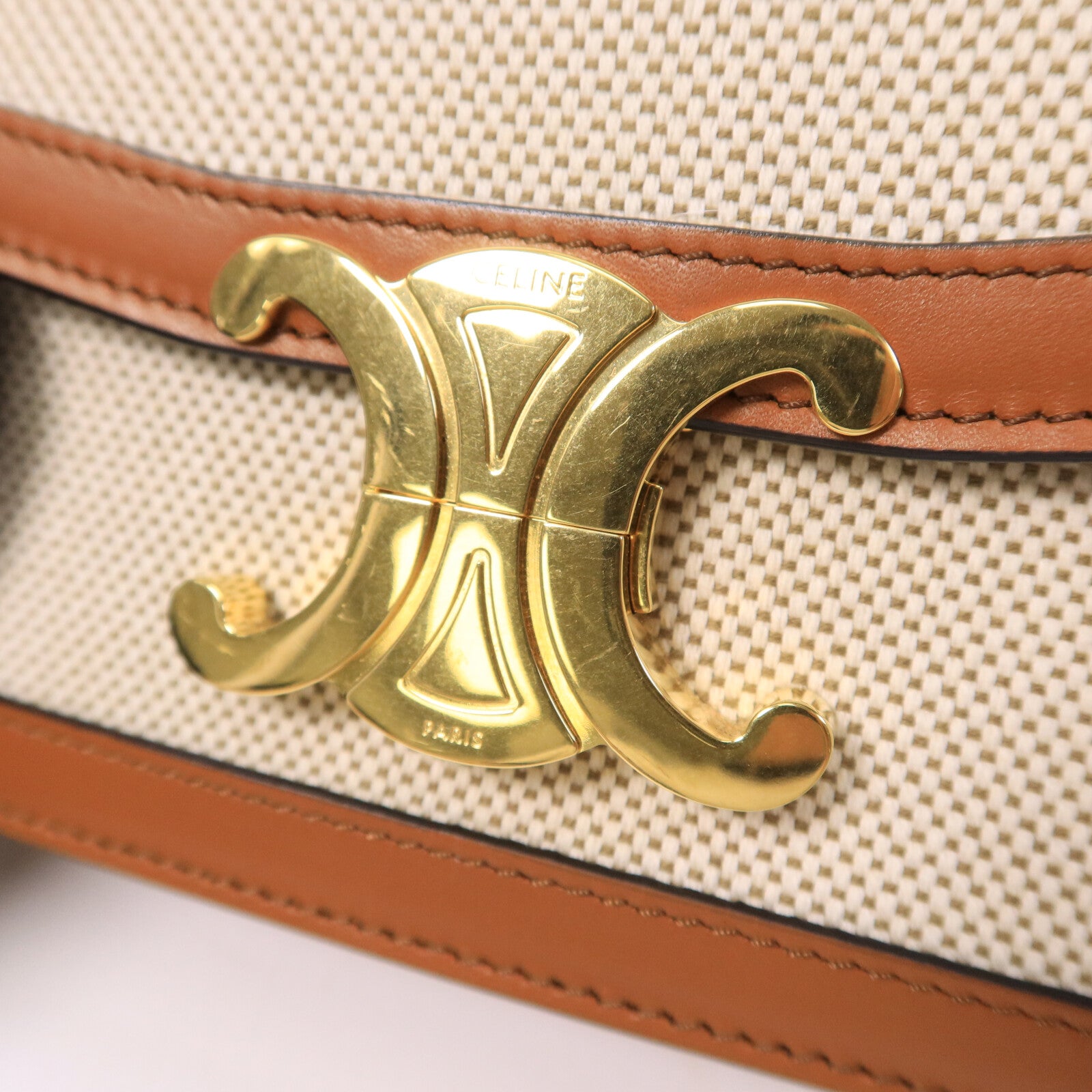CELINE 帆布Teen Triomphe Bag肩背袋