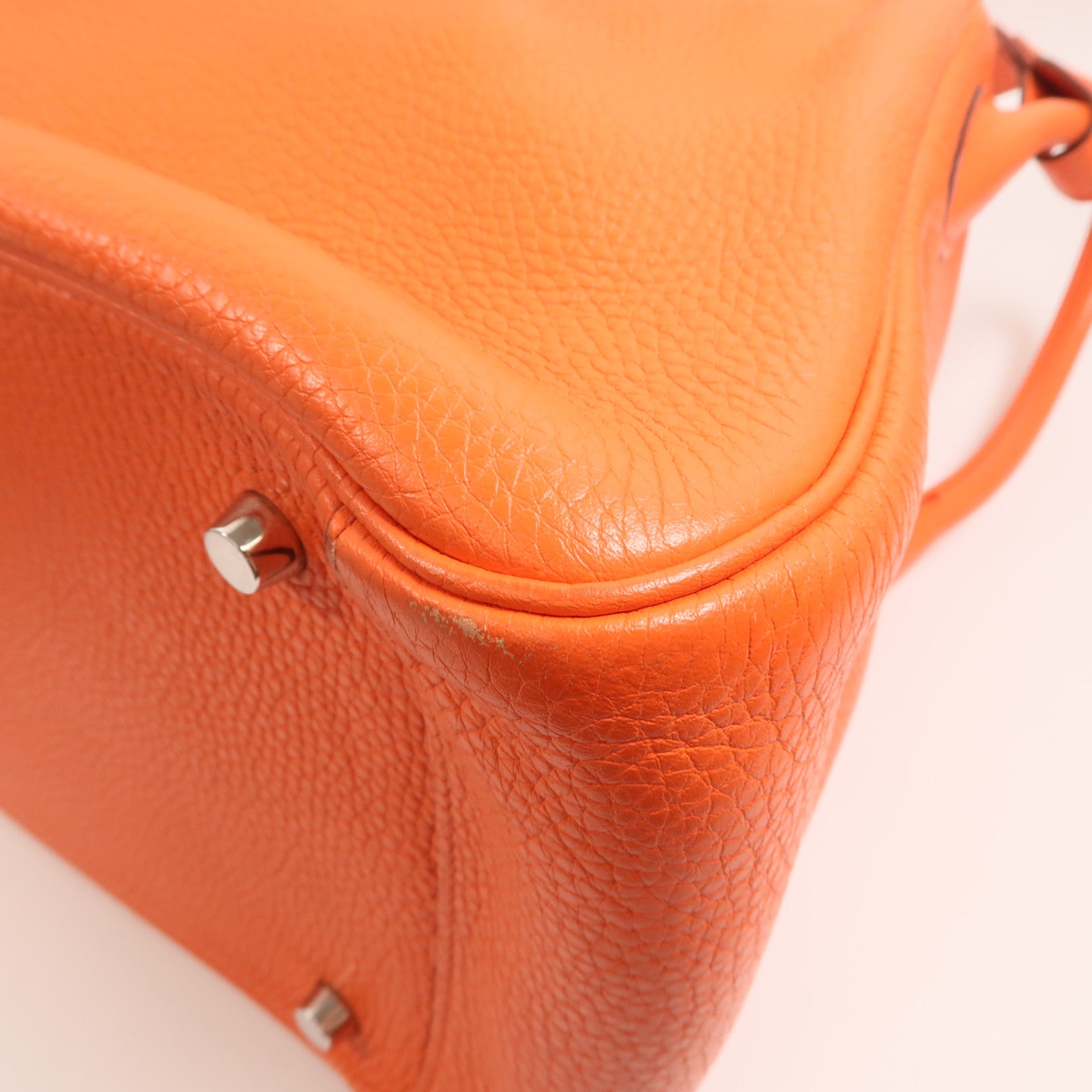 HERMES Clemence皮革Lindy 34銀扣手挽肩背兩用袋Orange Poppy