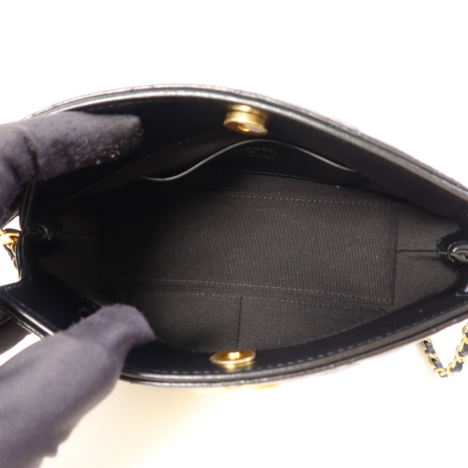 CHANEL 羊皮皮革Handbag金扣手挽袋