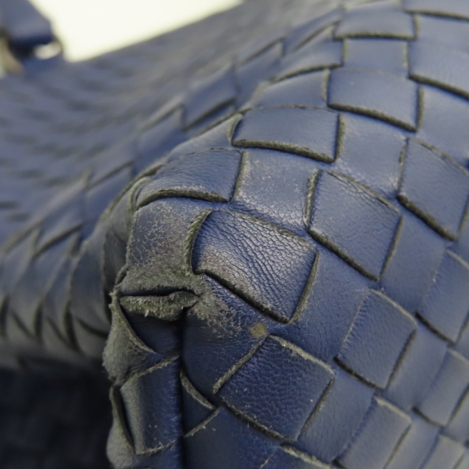 BOTTEGA VENETA Diamond Sheepskin Leather Hand Bag Blue