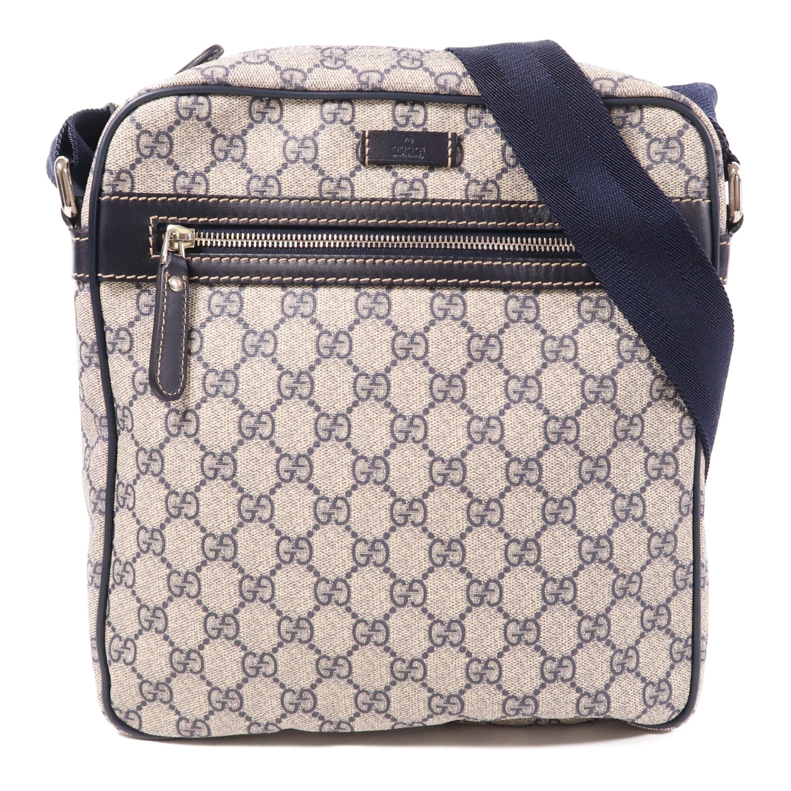 GUCCI 塗層帆布Shoulder Bag銀扣肩背袋