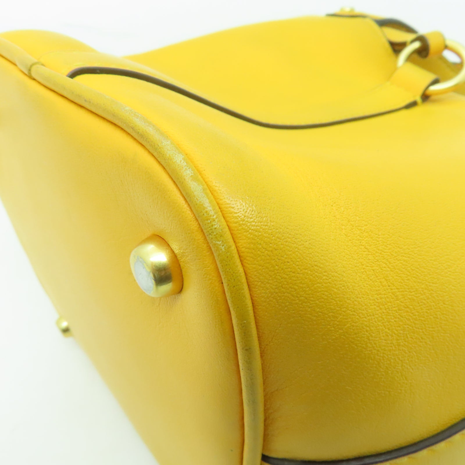 Tory Burch 【激減優惠】牛皮皮革Bucket Bag金扣手挽肩背兩用袋黃色