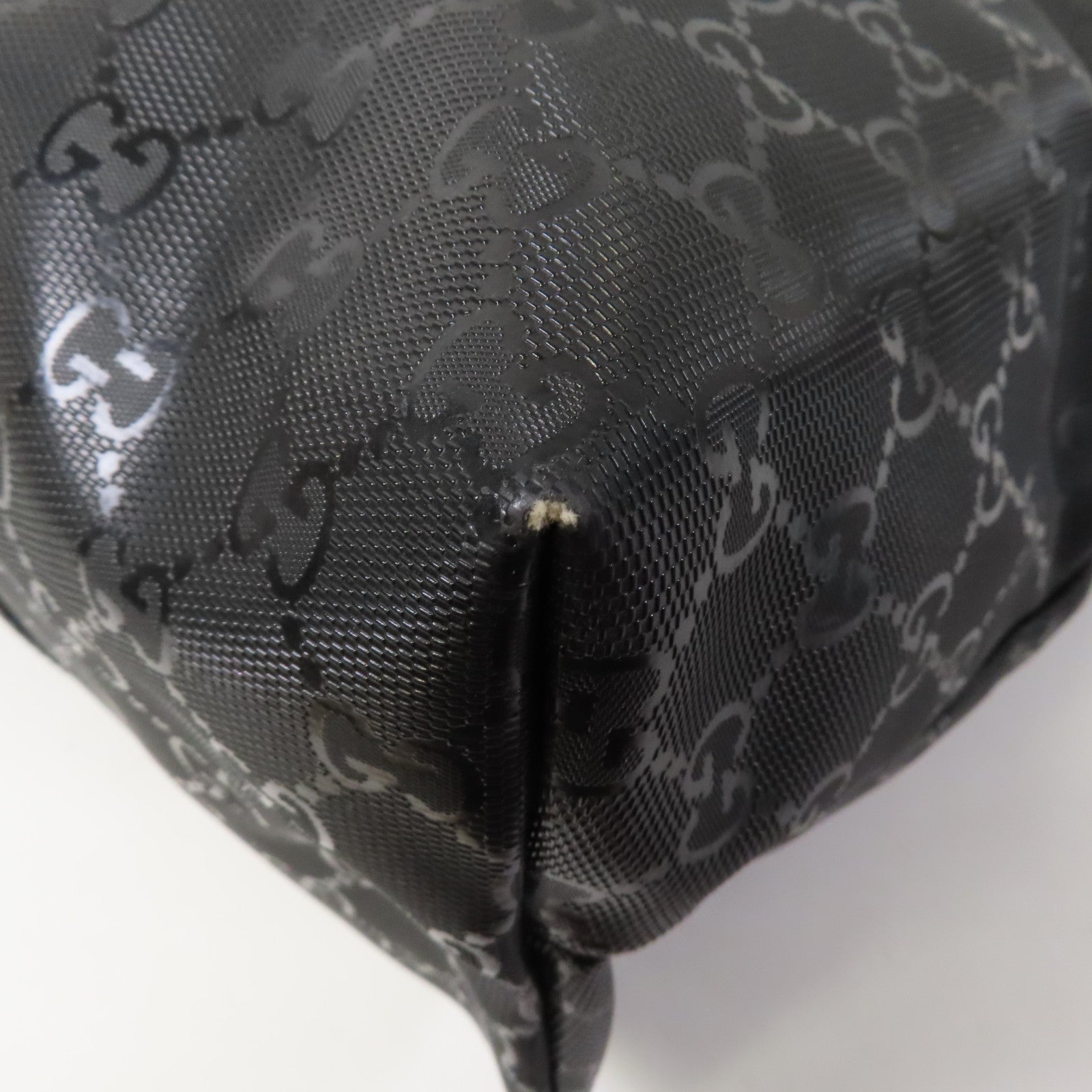 GUCCI 塗層帆布Tote Bag銀扣手挽袋黑色