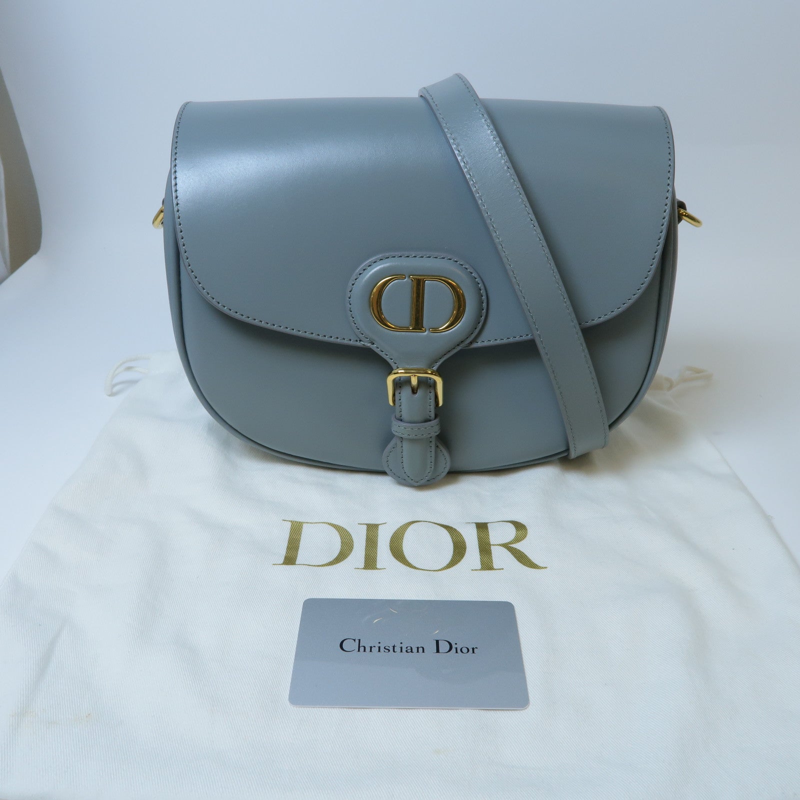 Dior 【激減優惠】牛皮皮革Bobby Bag金扣肩背袋灰色