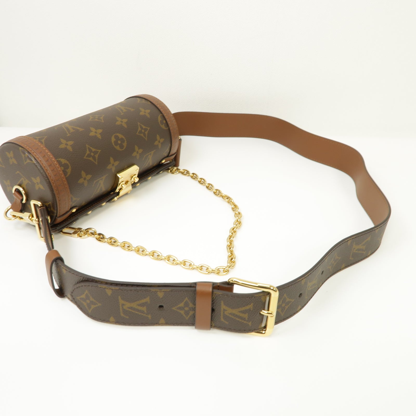 LOUIS VUITTON Monogram Papillon Trunk金扣手挽肩背兩用袋棕色