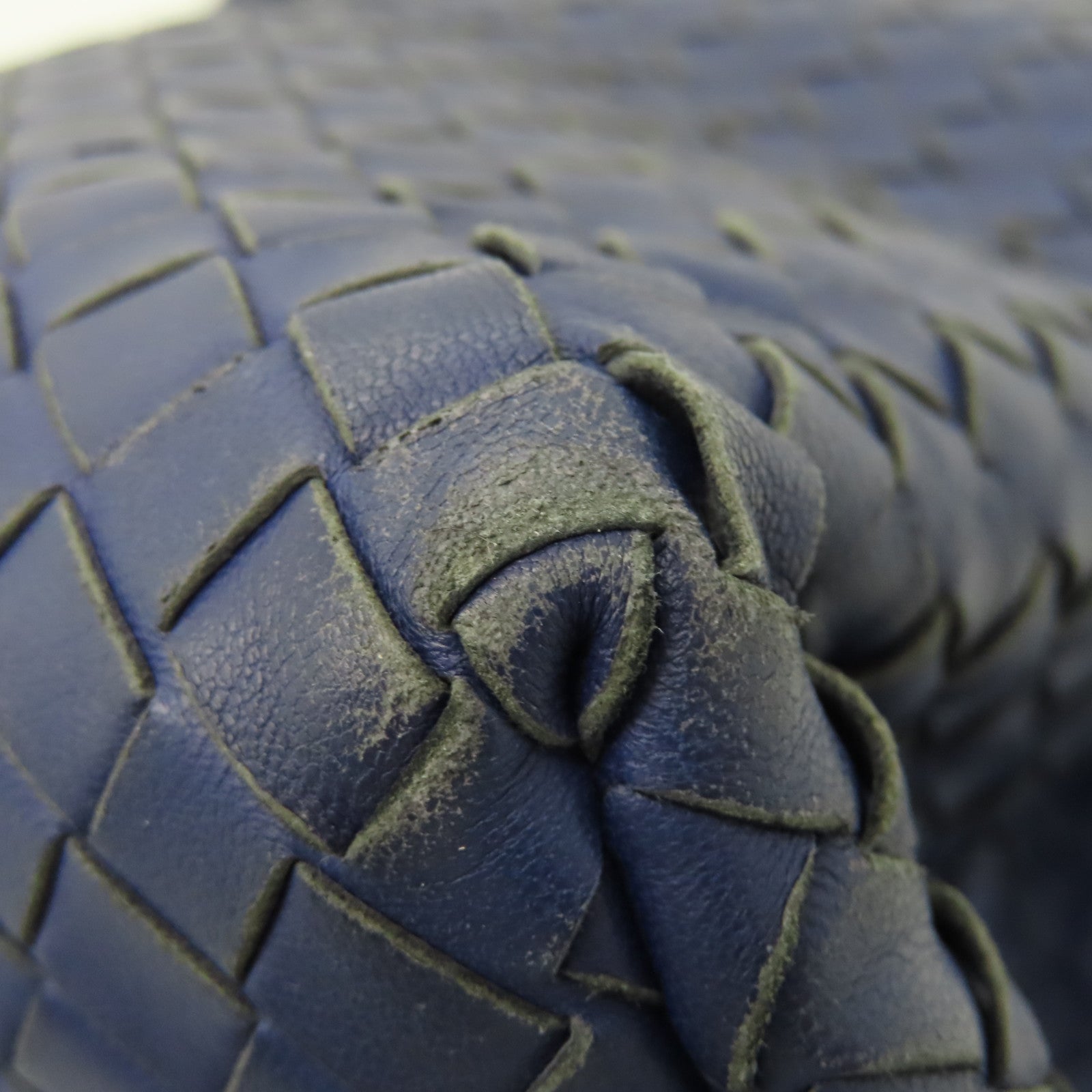 BOTTEGA VENETA Diamond Sheepskin Leather Hand Bag Blue