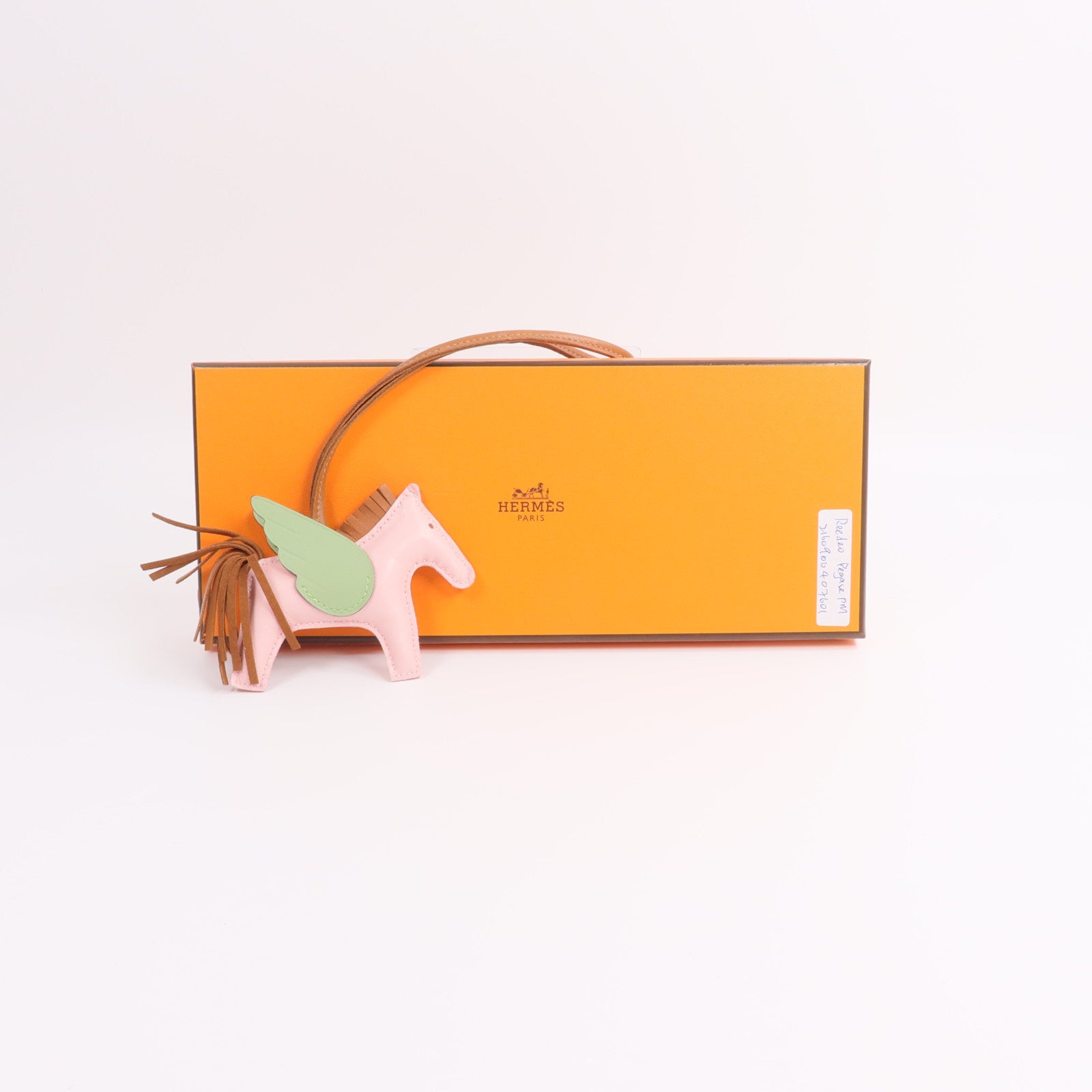 HERMES Milo/Swift皮革Rodeo Pegase PM掛飾Rose Sakura/Gold/Criquet
