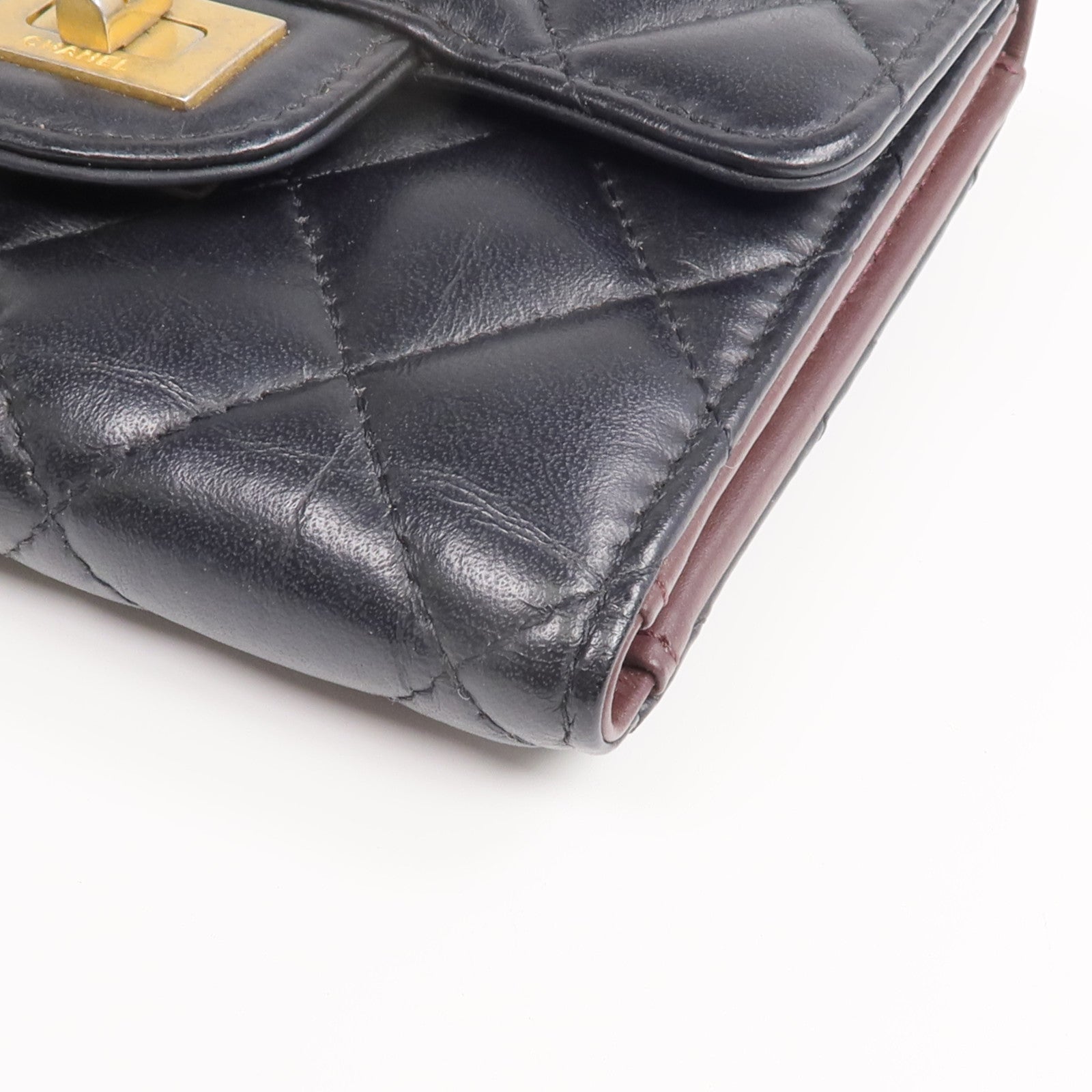 CHANEL 【激減優惠】羊皮皮革2.55 Wallet金扣錢包