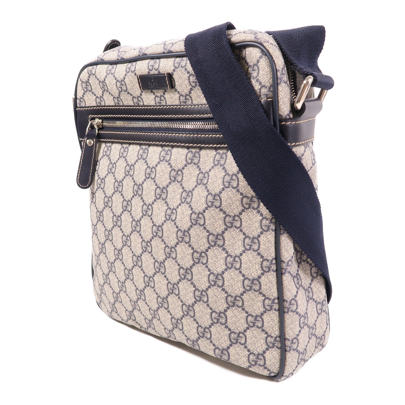 GUCCI 塗層帆布Shoulder Bag銀扣肩背袋