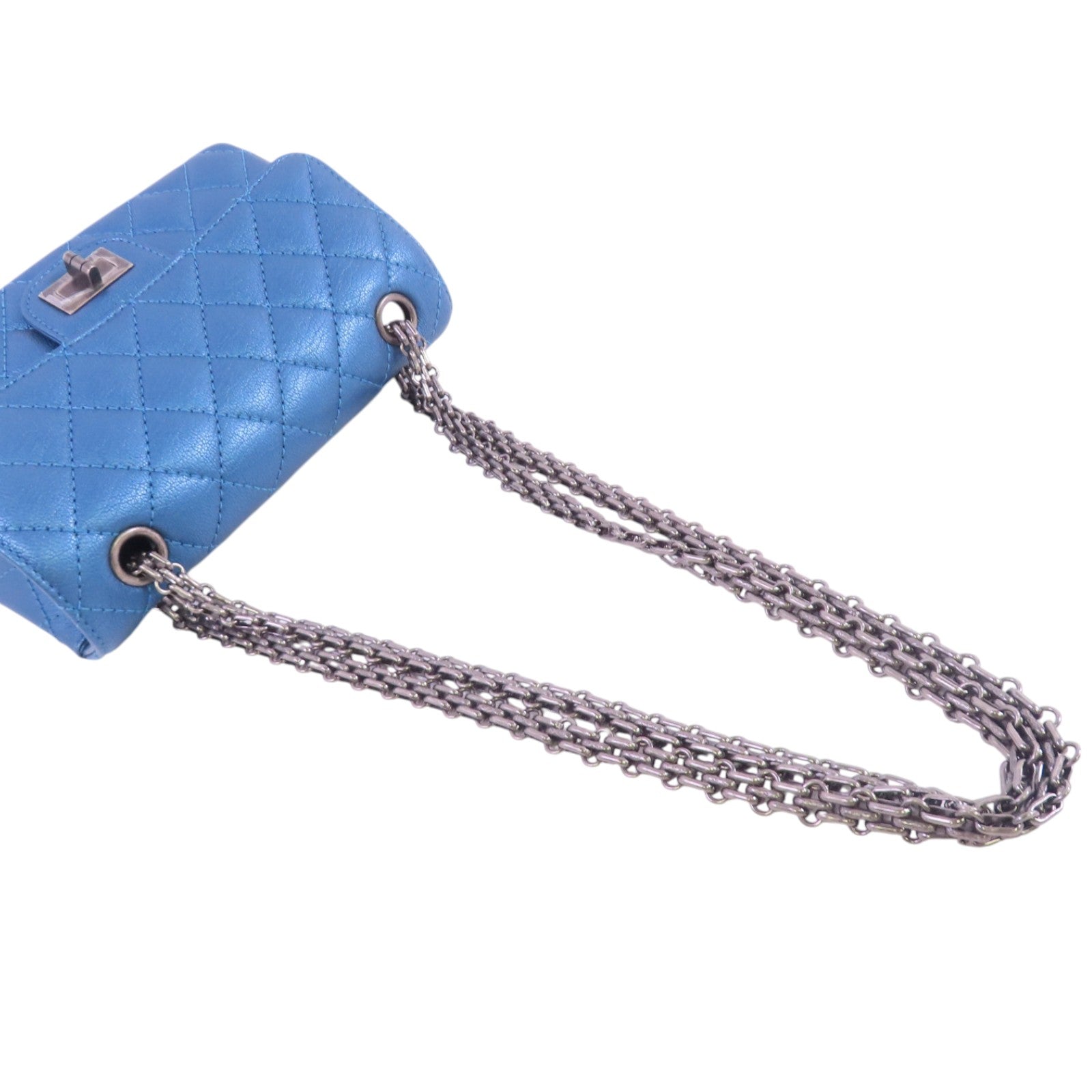 CHANEL 牛皮皮革Mini 2.55 Chain Shoulder銀扣鏈帶肩背袋