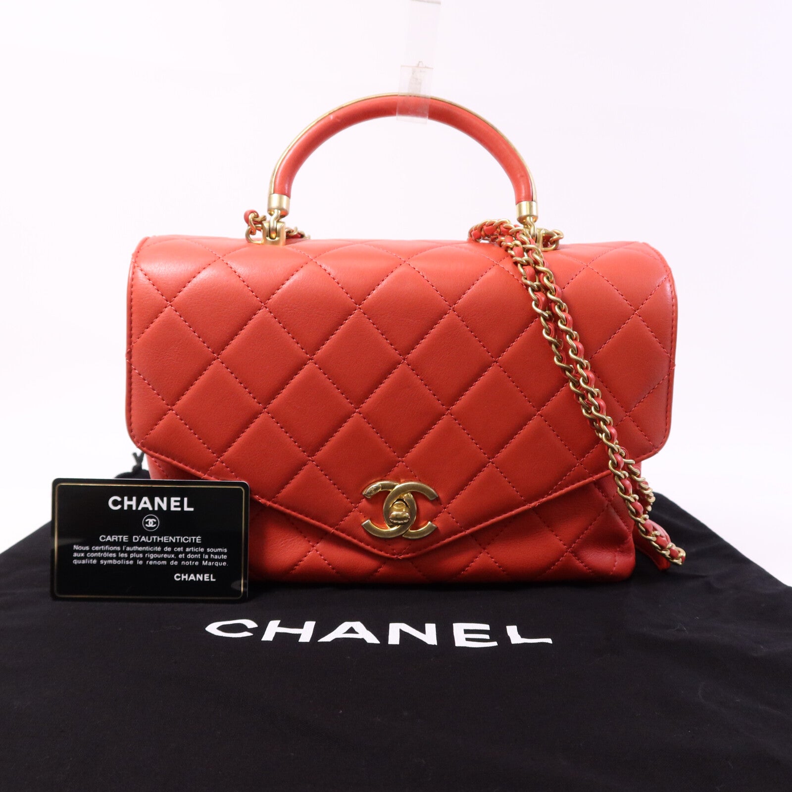 CHANEL 牛皮皮革Shoulder Bag金扣肩背袋