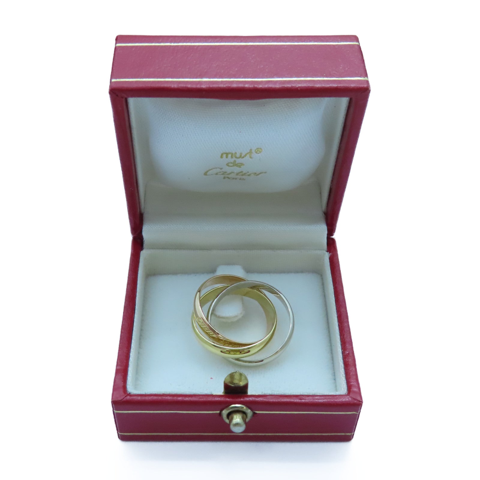 CARTIER 18K黃金/白金/玫瑰金Trinity戒指Cartier#50/US#5.25