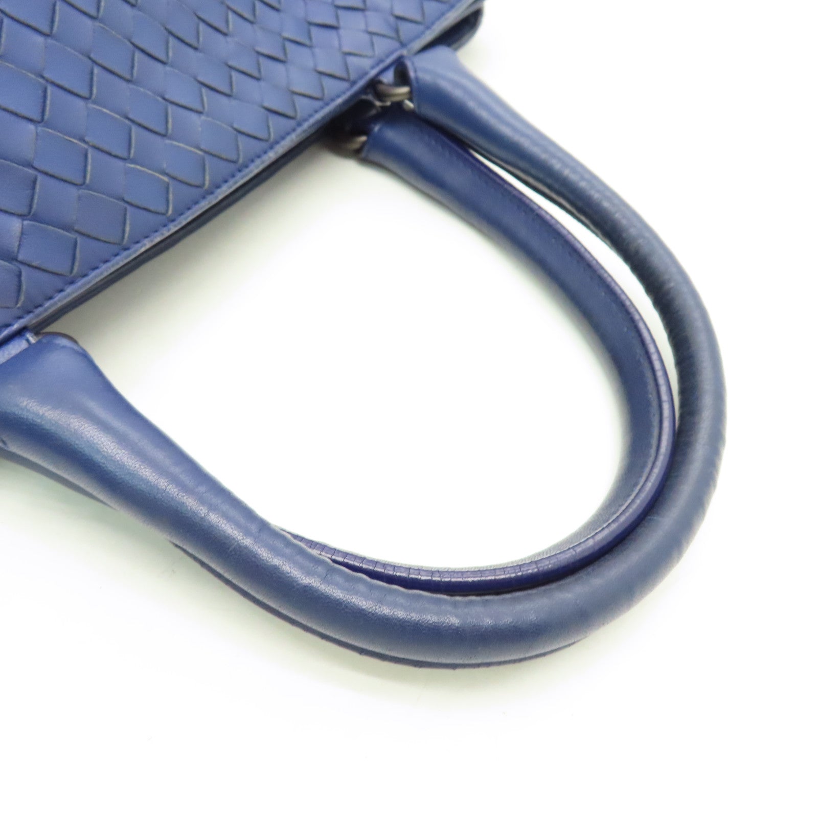 BOTTEGA VENETA Diamond Sheepskin Leather Hand Bag Blue