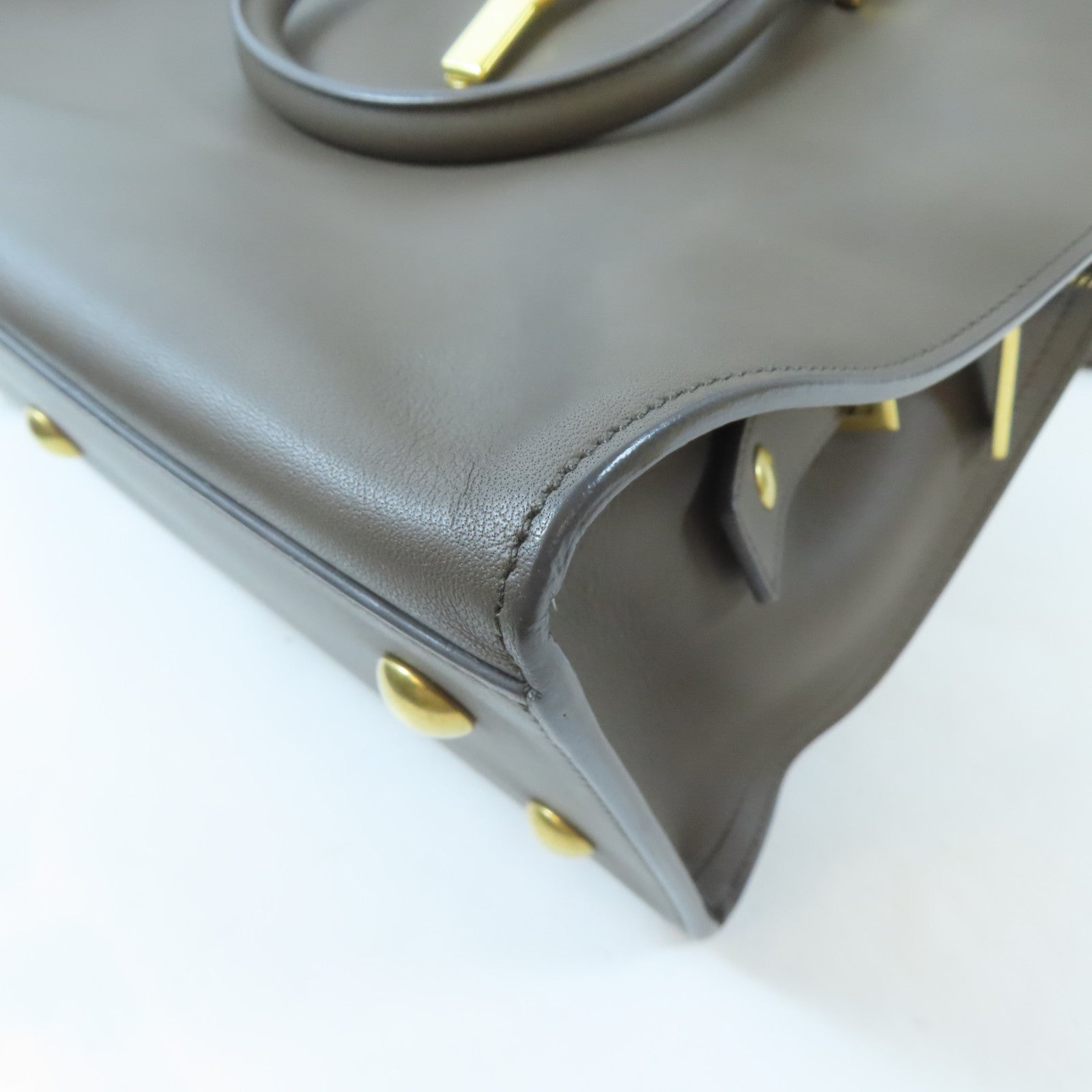 SAINT LAURENT 牛皮皮革Cabas Y 2 Way Shoulder Bag金扣手挽肩背兩用袋灰色