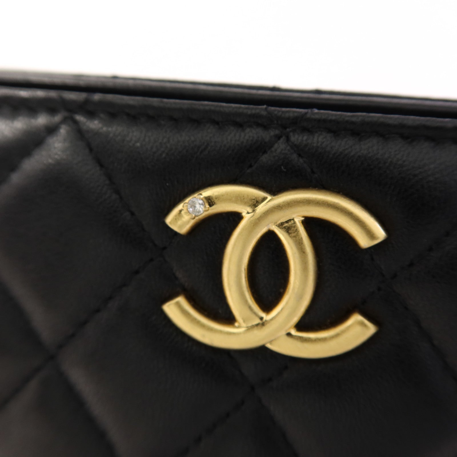 CHANEL 羊皮皮革Handbag金扣手挽袋