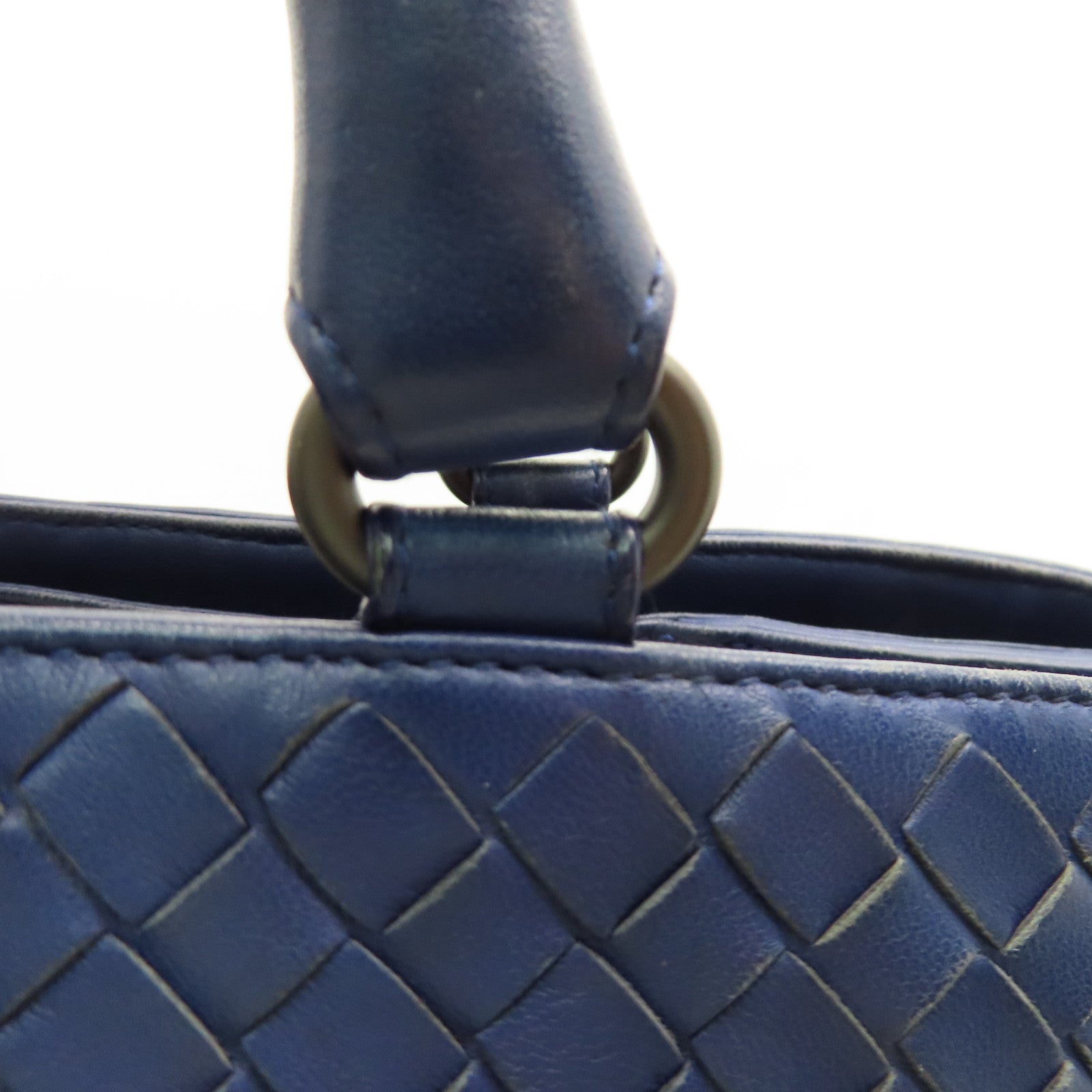 BOTTEGA VENETA Diamond Sheepskin Leather Hand Bag Blue