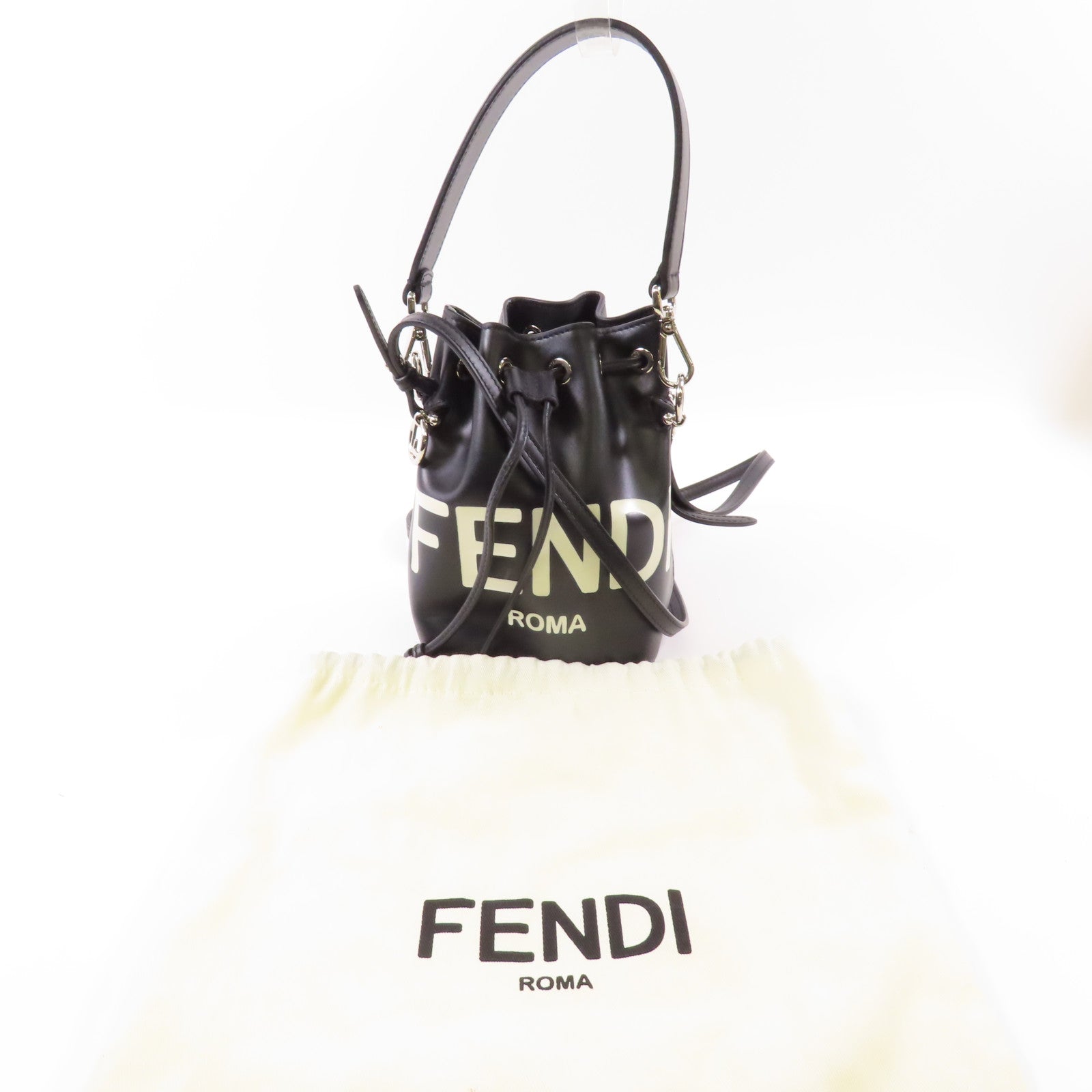 FENDI 【激減優惠】牛皮皮革Mini Mon Tresor銀扣手挽肩背兩用袋