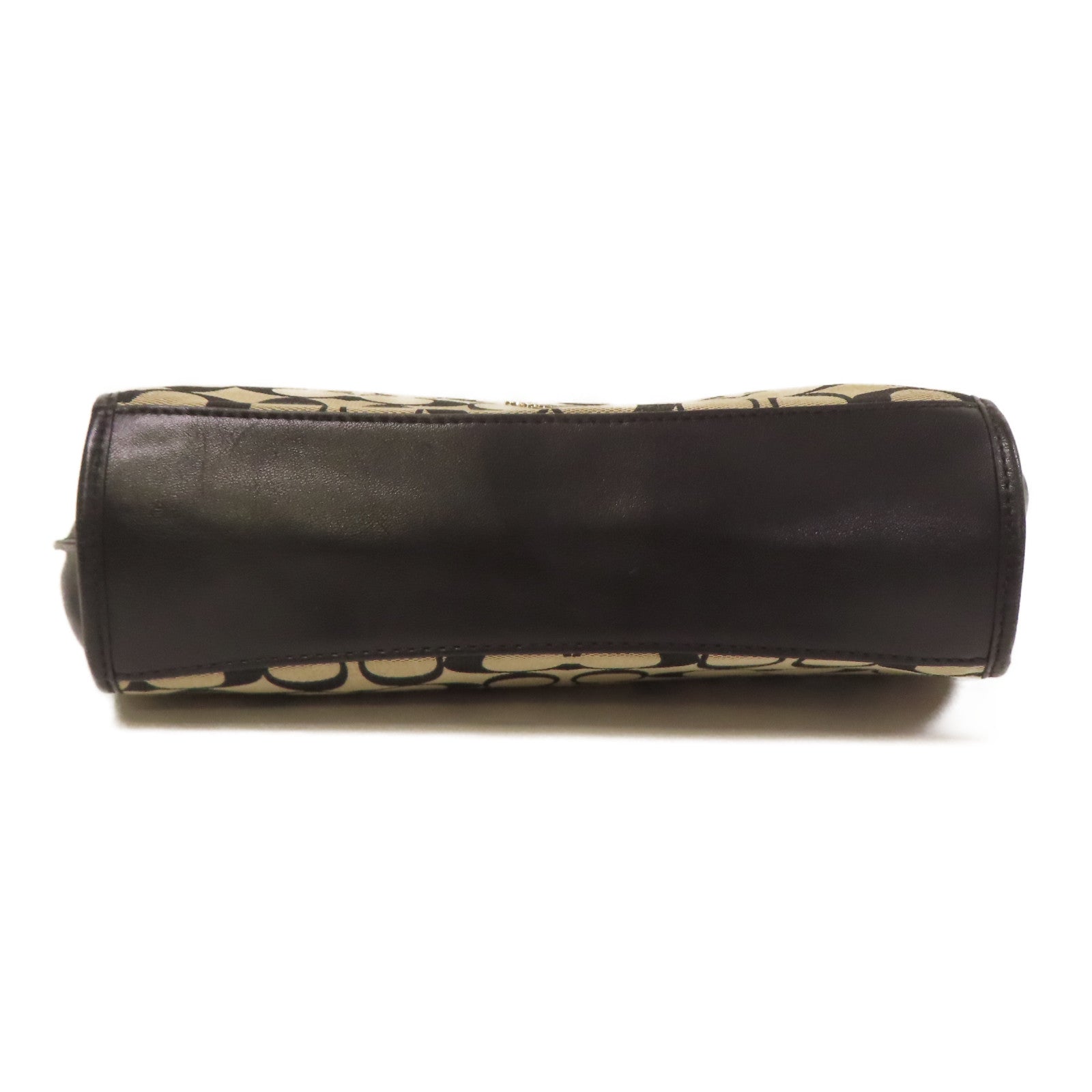 COACH 帆布/皮革2 Way Shoulder金扣手挽肩背兩用袋米色/黑色