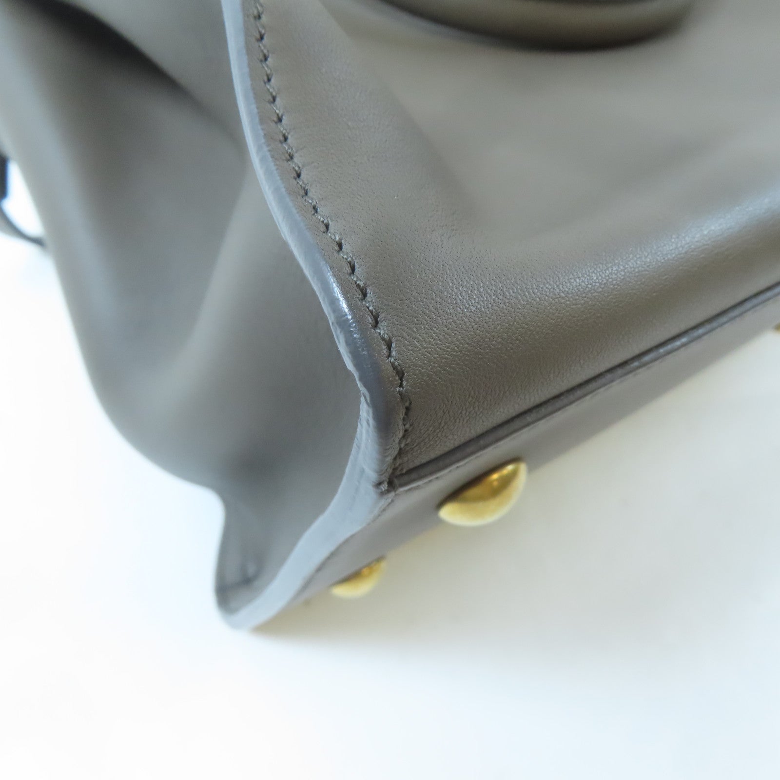 SAINT LAURENT 牛皮皮革Cabas Y 2 Way Shoulder Bag金扣手挽肩背兩用袋灰色