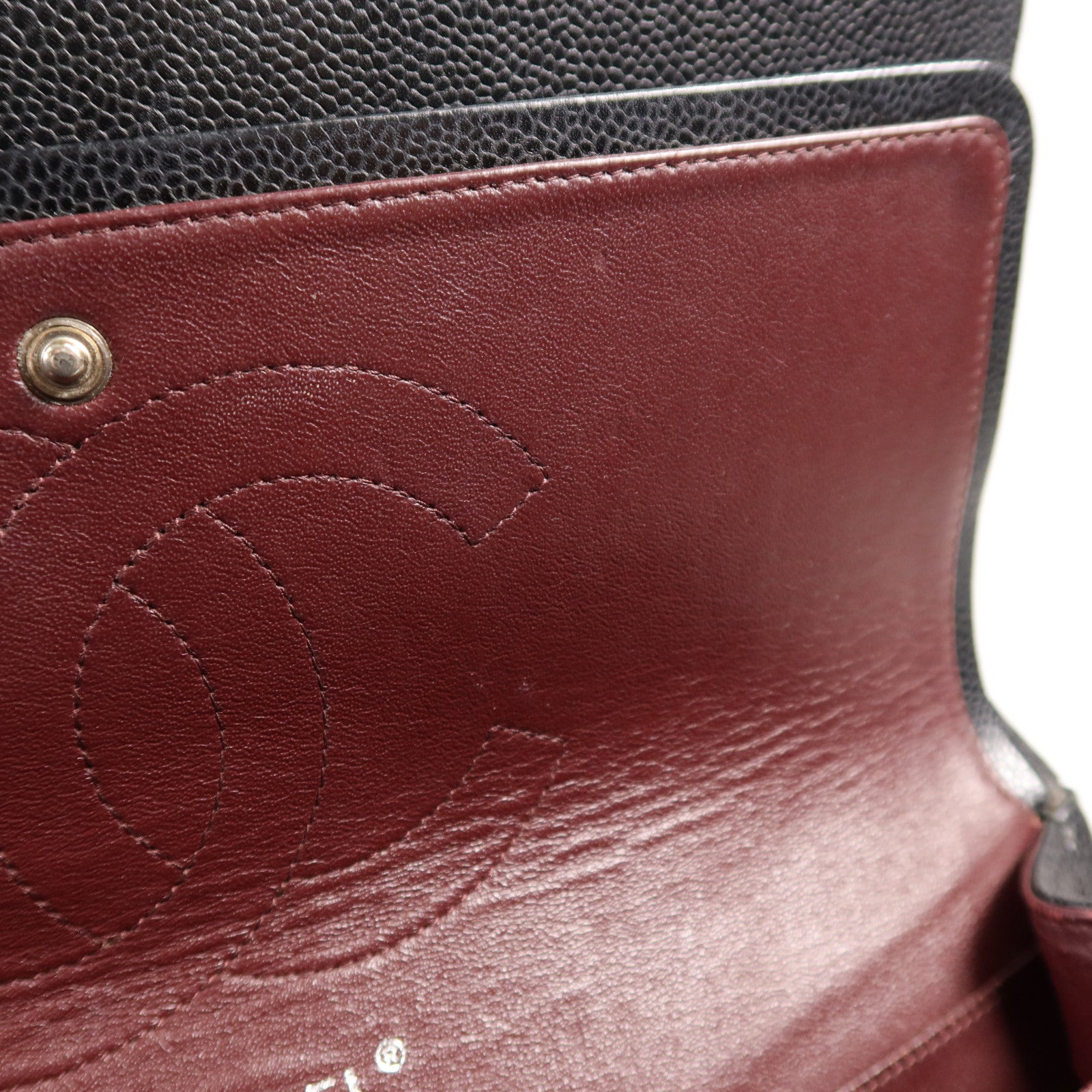 CHANEL 牛皮皮革Large Classic銀扣鏈帶肩背袋