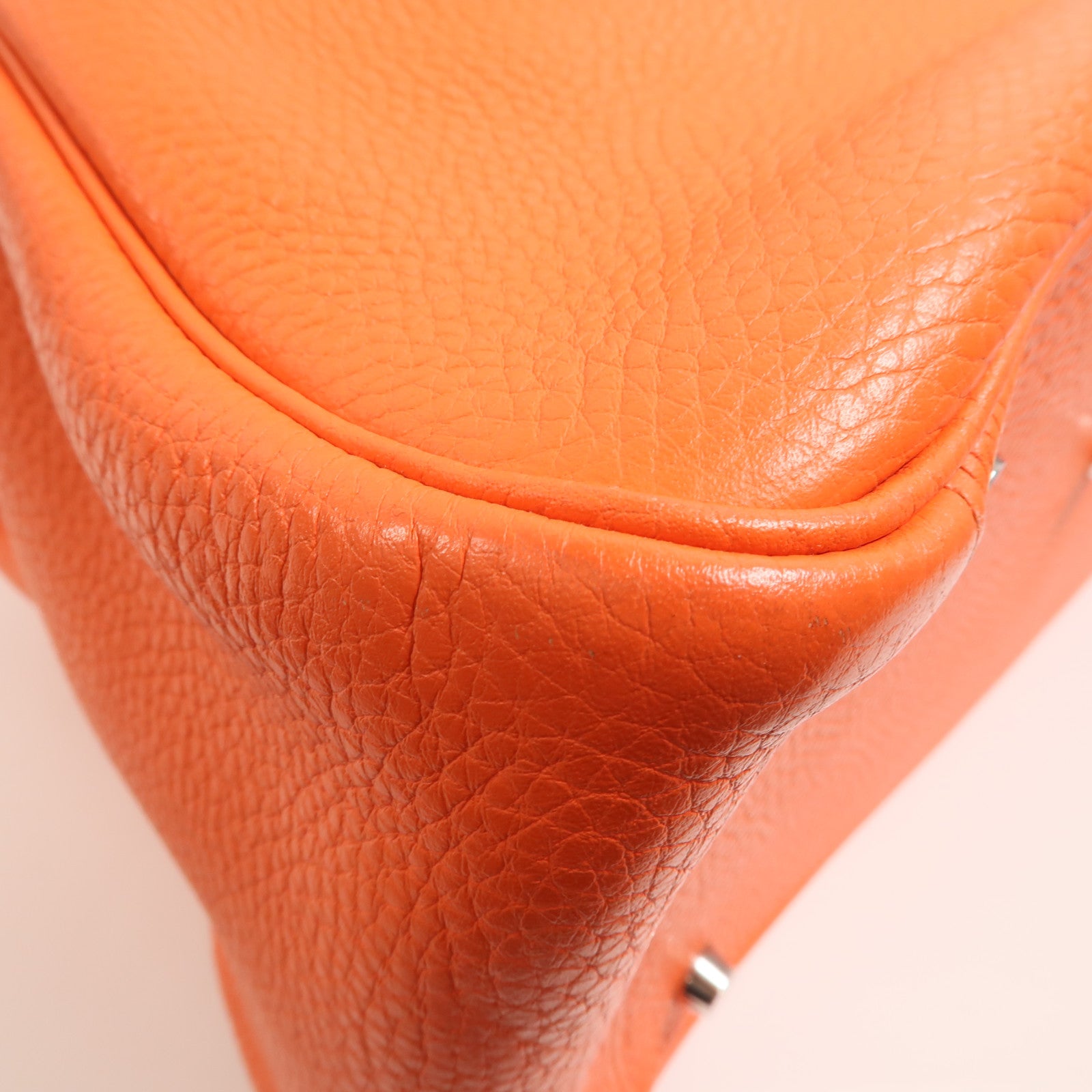 HERMES Clemence皮革Lindy 34銀扣手挽肩背兩用袋Orange Poppy