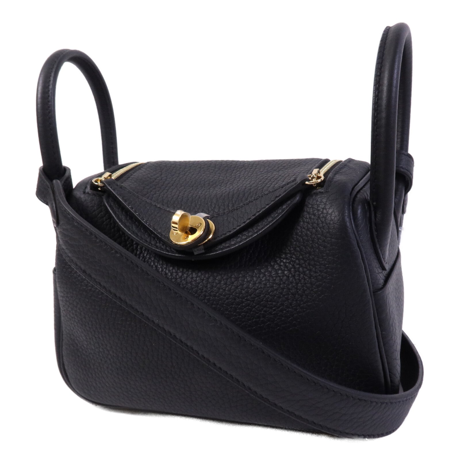 HERMES Clemence皮革Mini Lindy金扣手挽肩背兩用袋