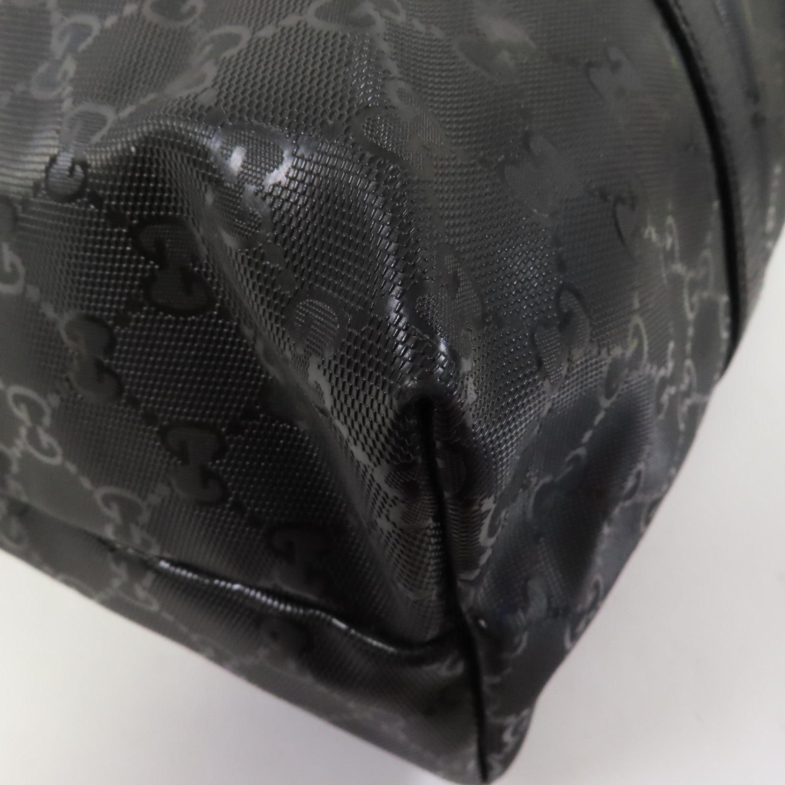 GUCCI 塗層帆布Tote Bag銀扣手挽袋黑色