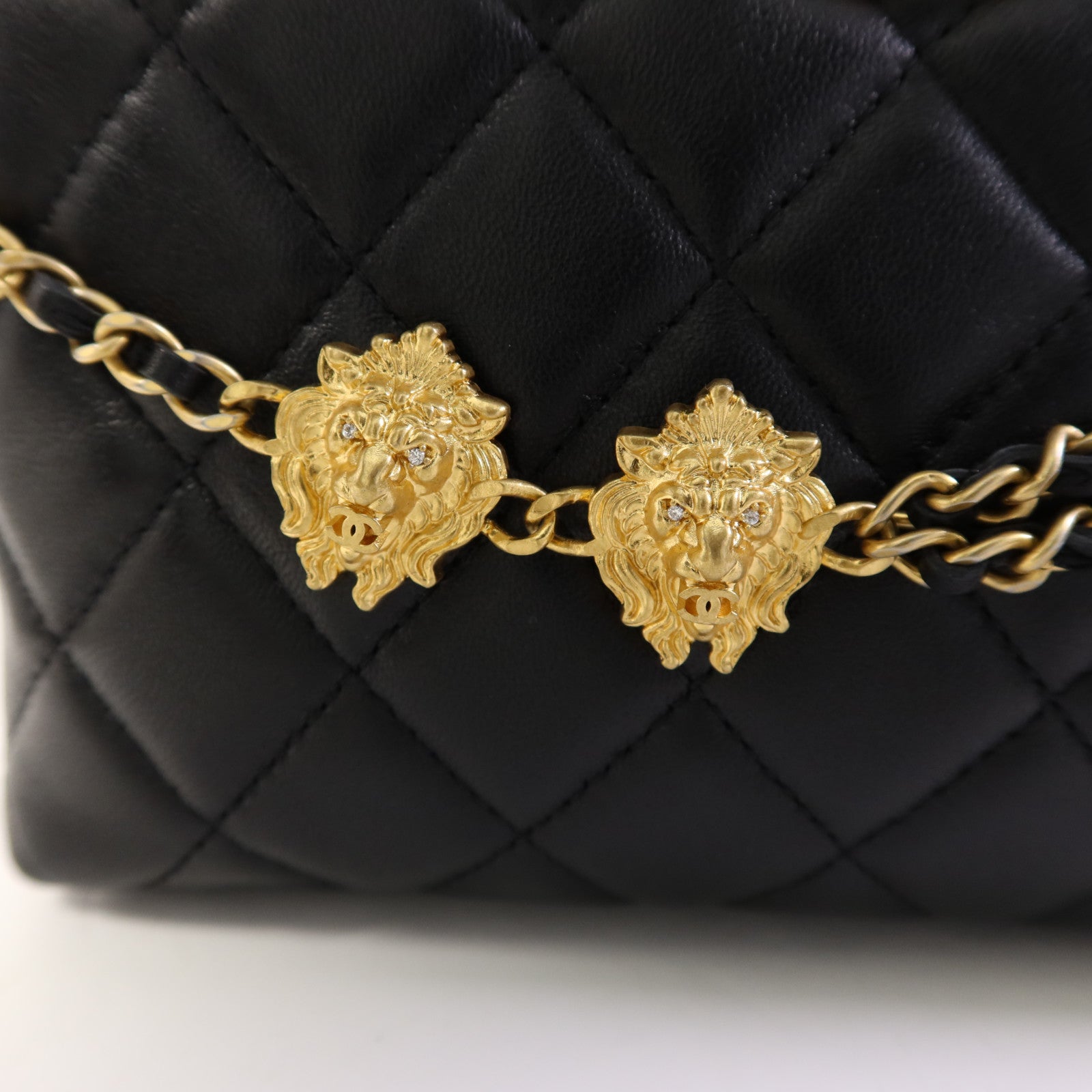 CHANEL 羊皮皮革Handbag金扣手挽袋