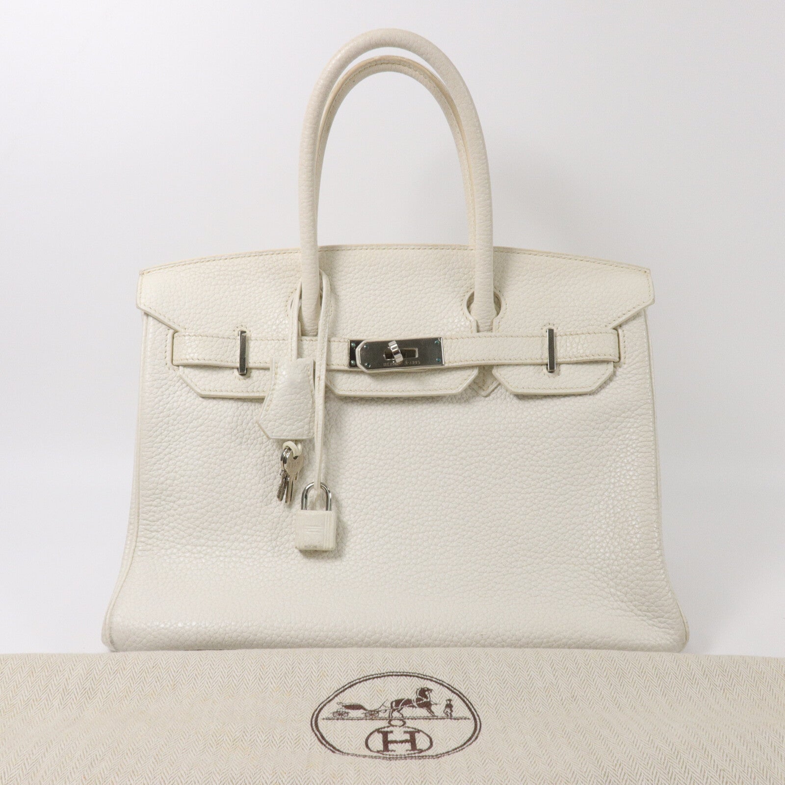 HERMES Clemence皮革Birkin 30手挽袋White