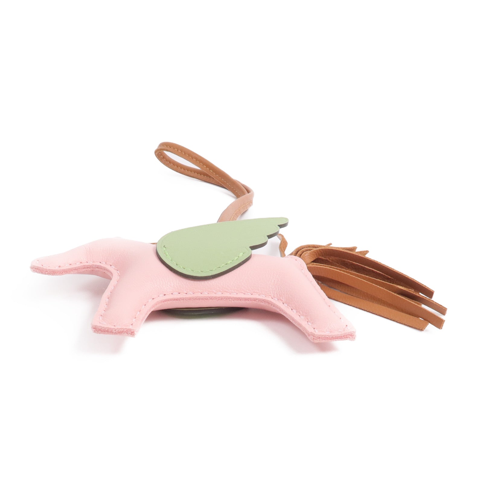 HERMES Milo/Swift皮革Rodeo Pegase PM掛飾Rose Sakura/Gold/Criquet