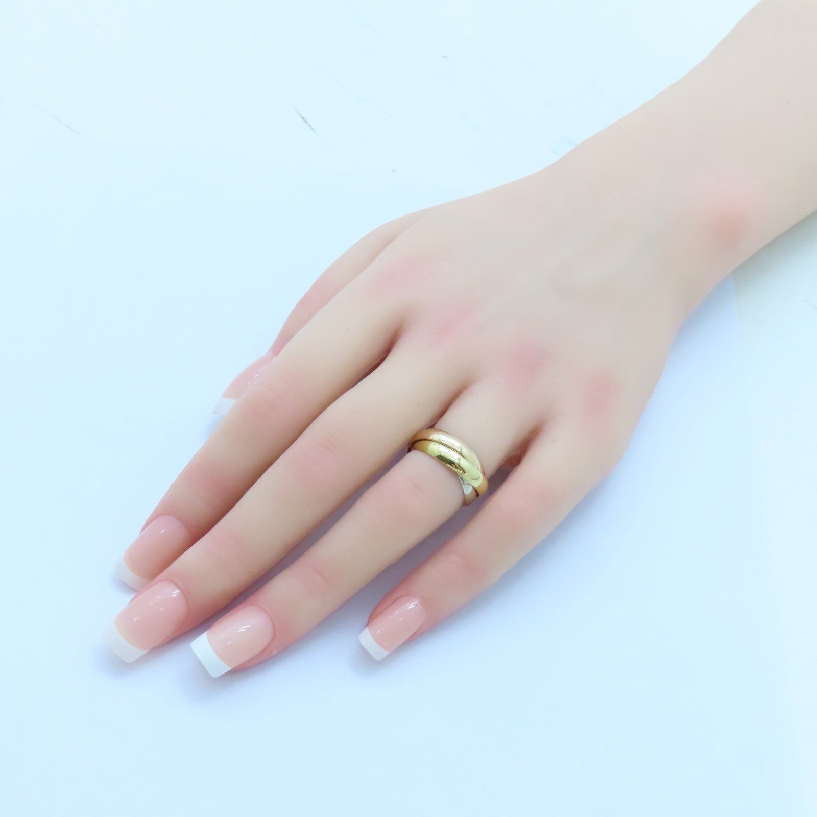 CARTIER 18K黃金/白金/玫瑰金Trinity戒指Cartier#50/US#5.25