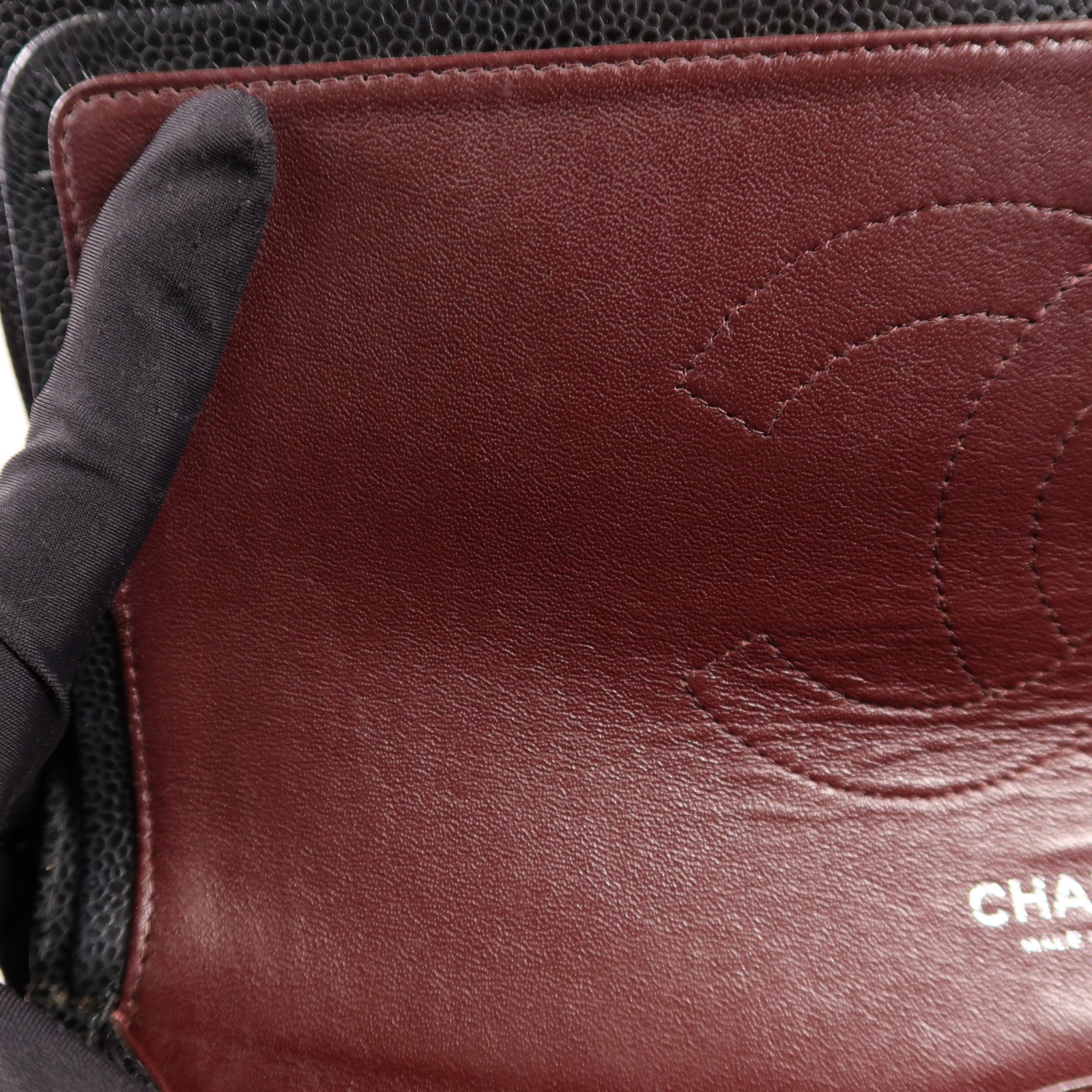 CHANEL 牛皮皮革Large Classic銀扣鏈帶肩背袋