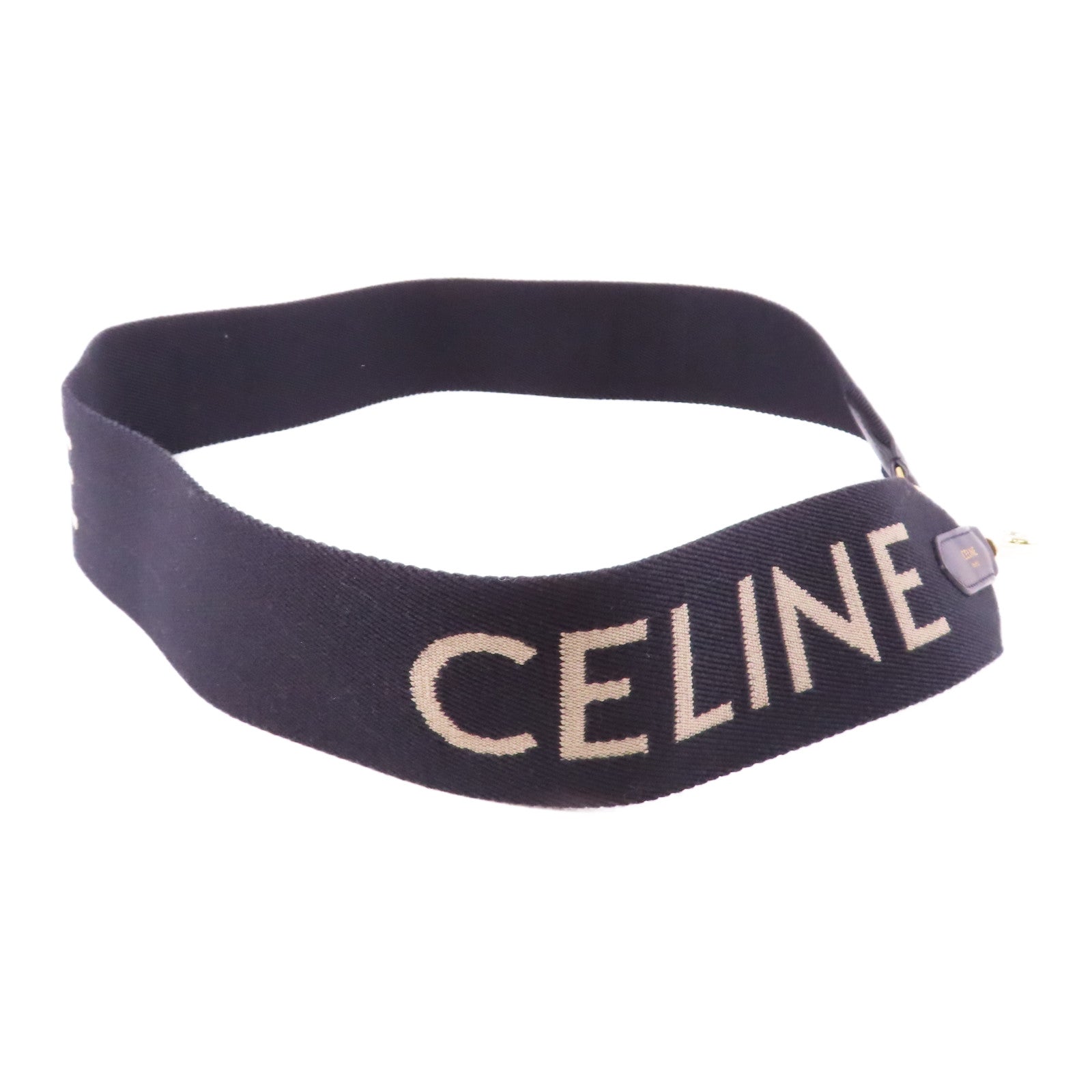 CELINE 帆布Shoulder Strap肩背帶黑色/米色