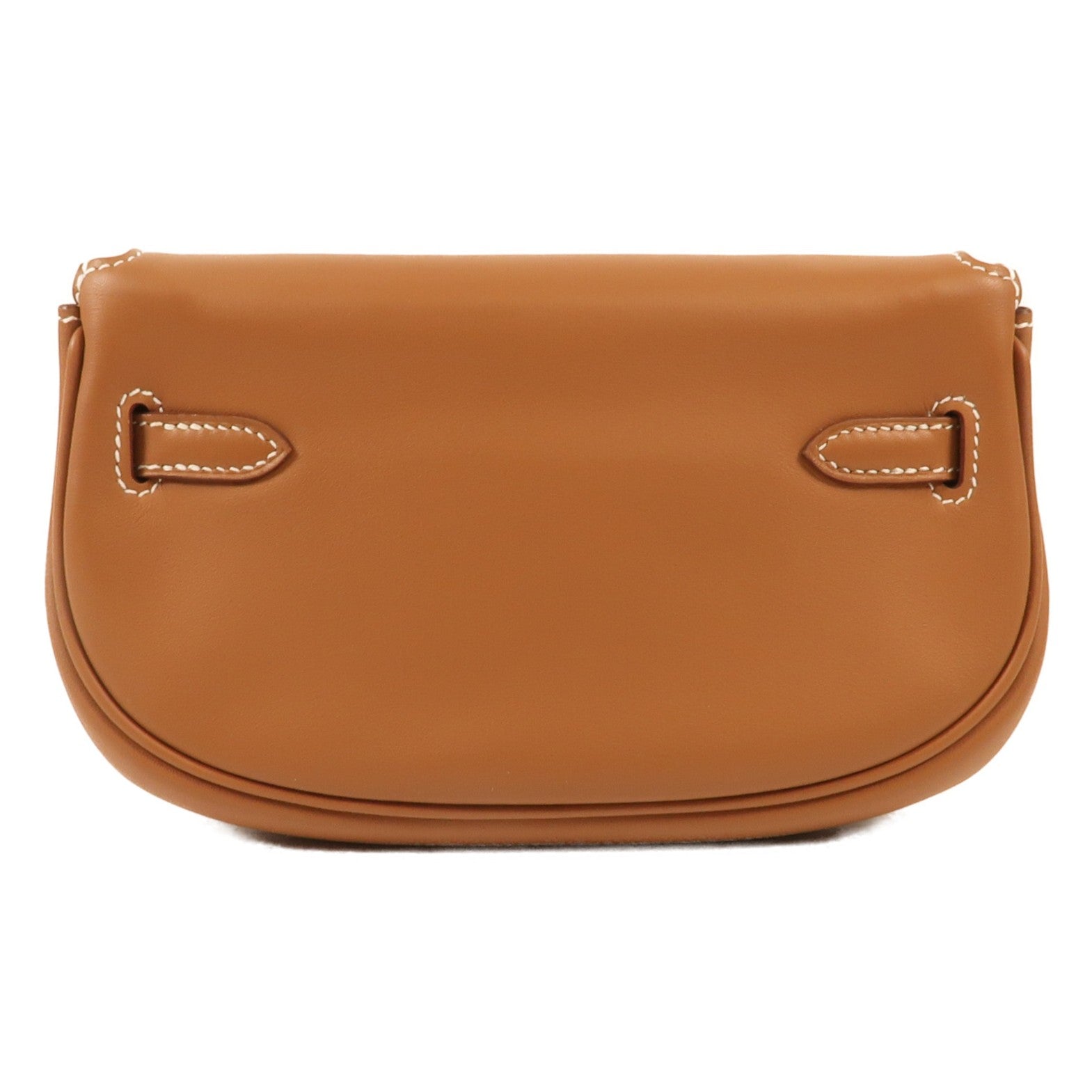 HERMES Vache Liegee皮革Kelly Moove銀扣肩背袋Gold
