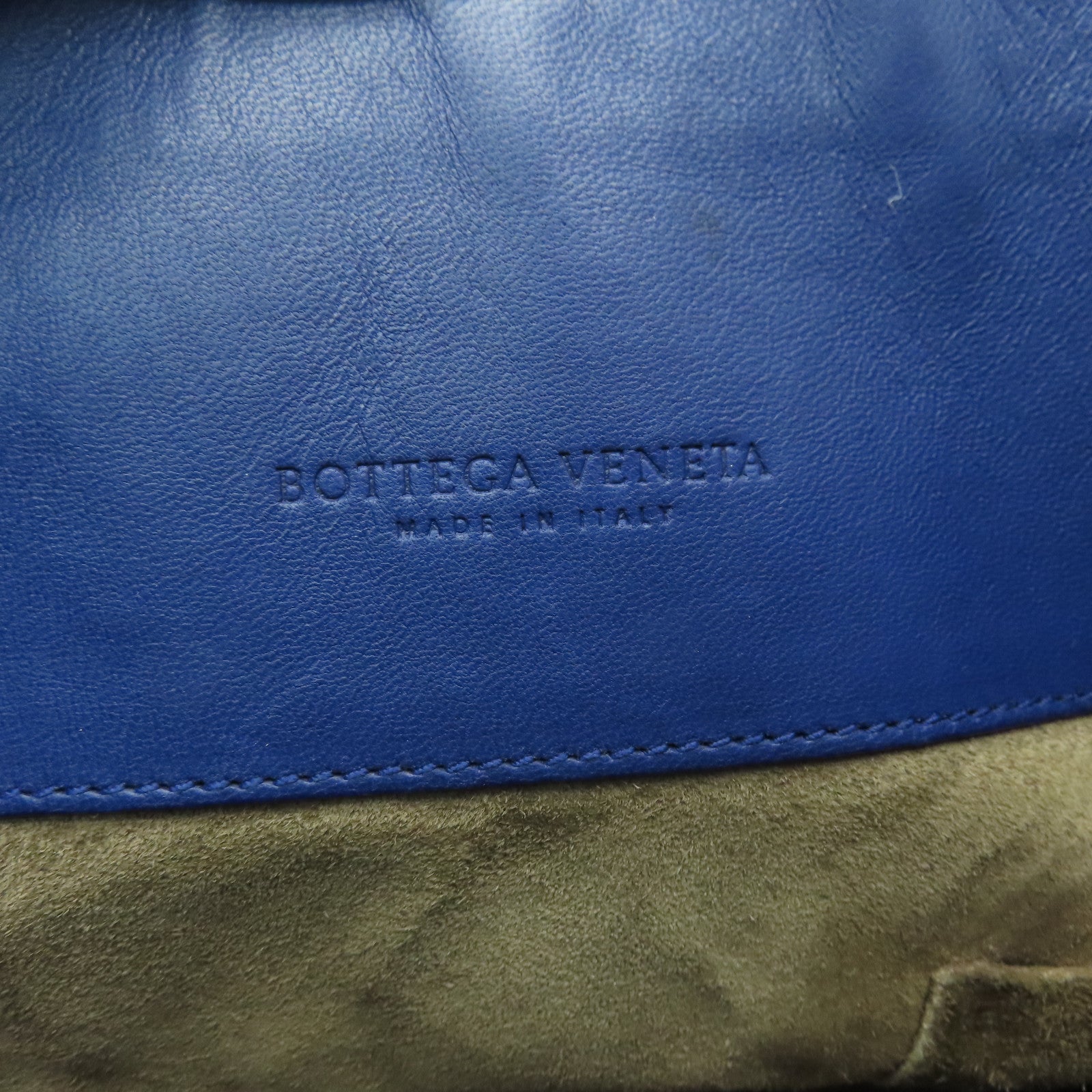 BOTTEGA VENETA Diamond Sheepskin Leather Hand Bag Blue