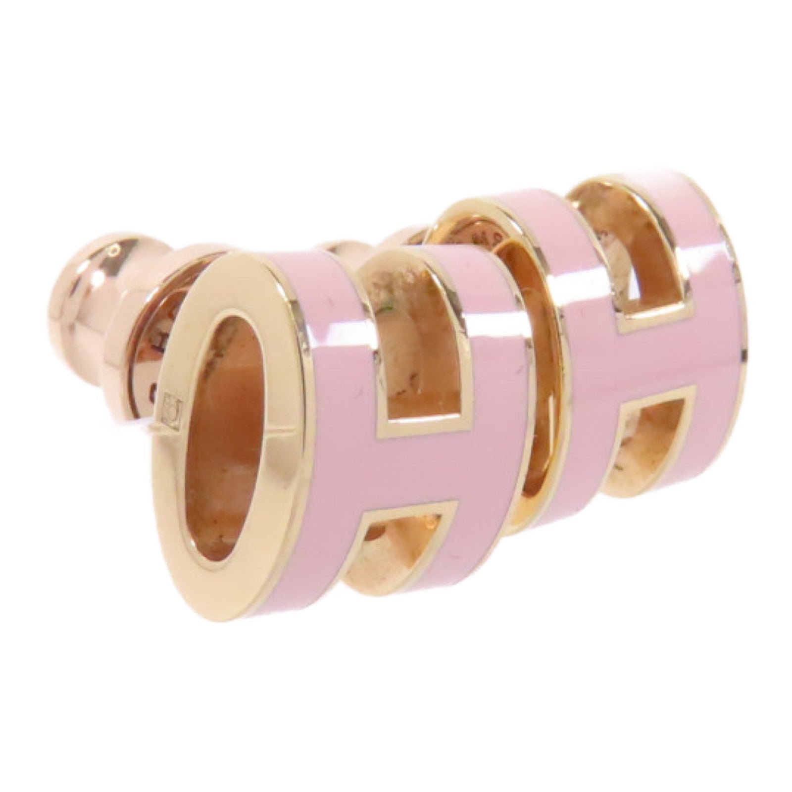 HERMES 金屬Mini Pop H Earrings耳環Rose Sakura金色/粉紅色