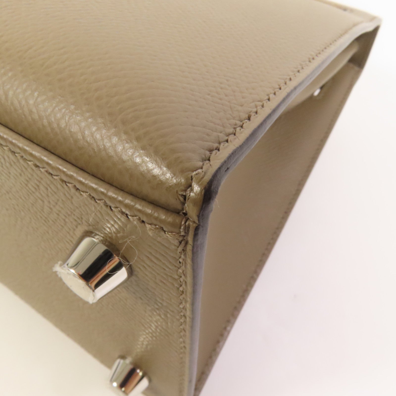HERMES 【激減優惠】Epsom皮革Kelly 25銀扣手挽肩背兩用袋Etoupe