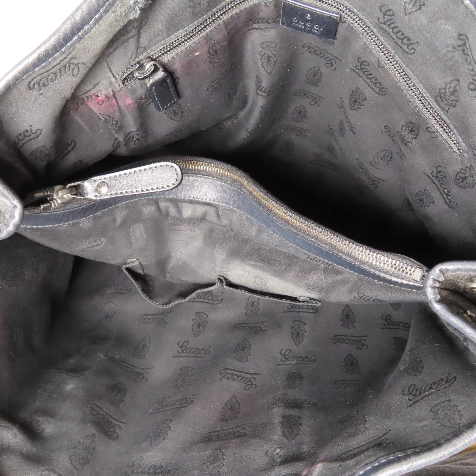 GUCCI 塗層帆布Tote Bag銀扣手挽袋黑色