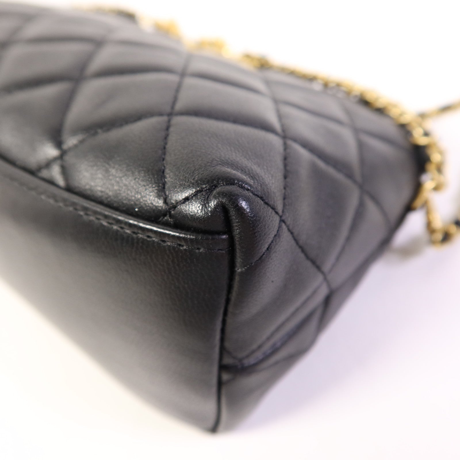 CHANEL 羊皮皮革Handbag金扣手挽袋